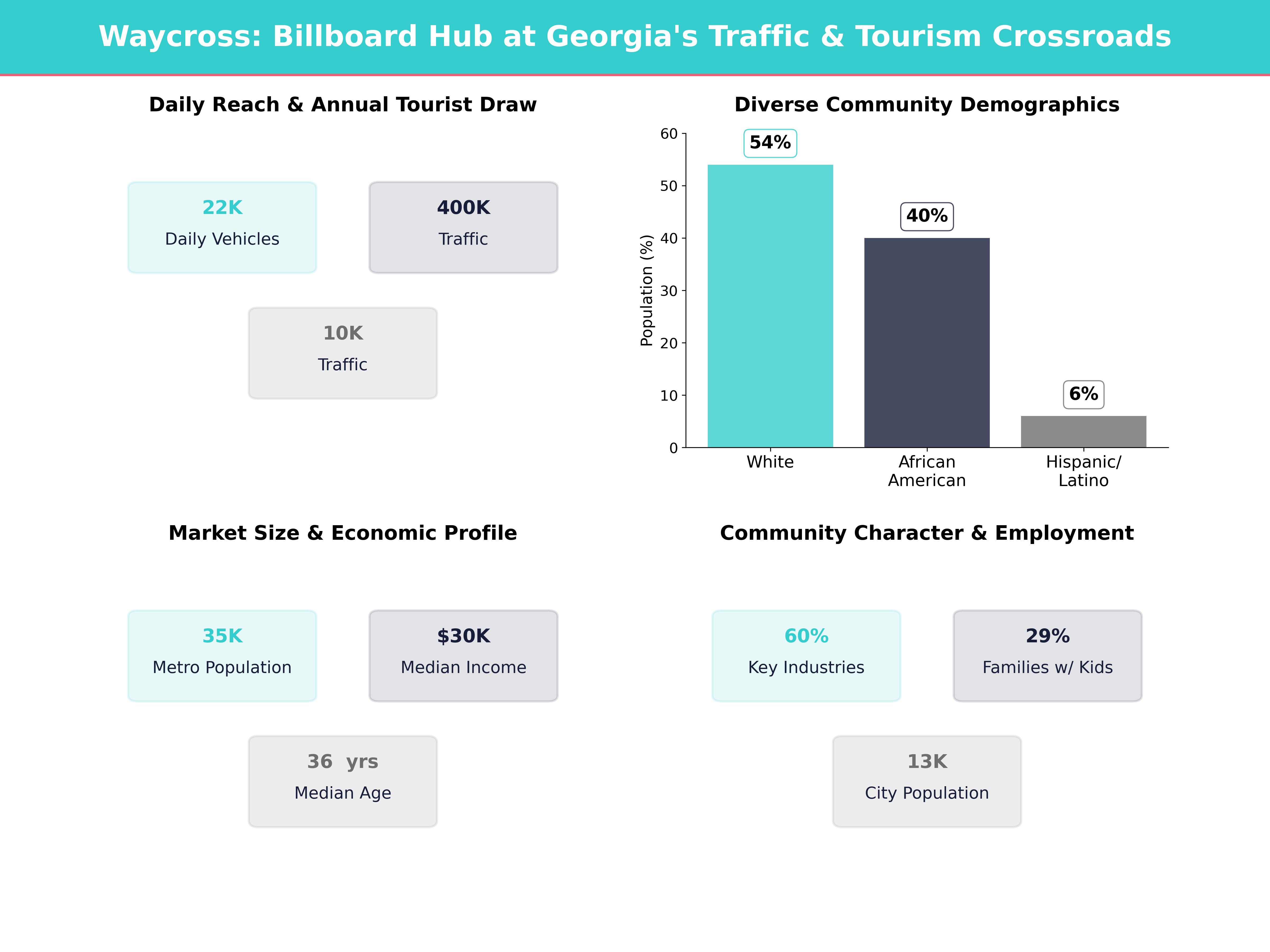 Infographic showing key insights and demographics for Georgia, Waycross