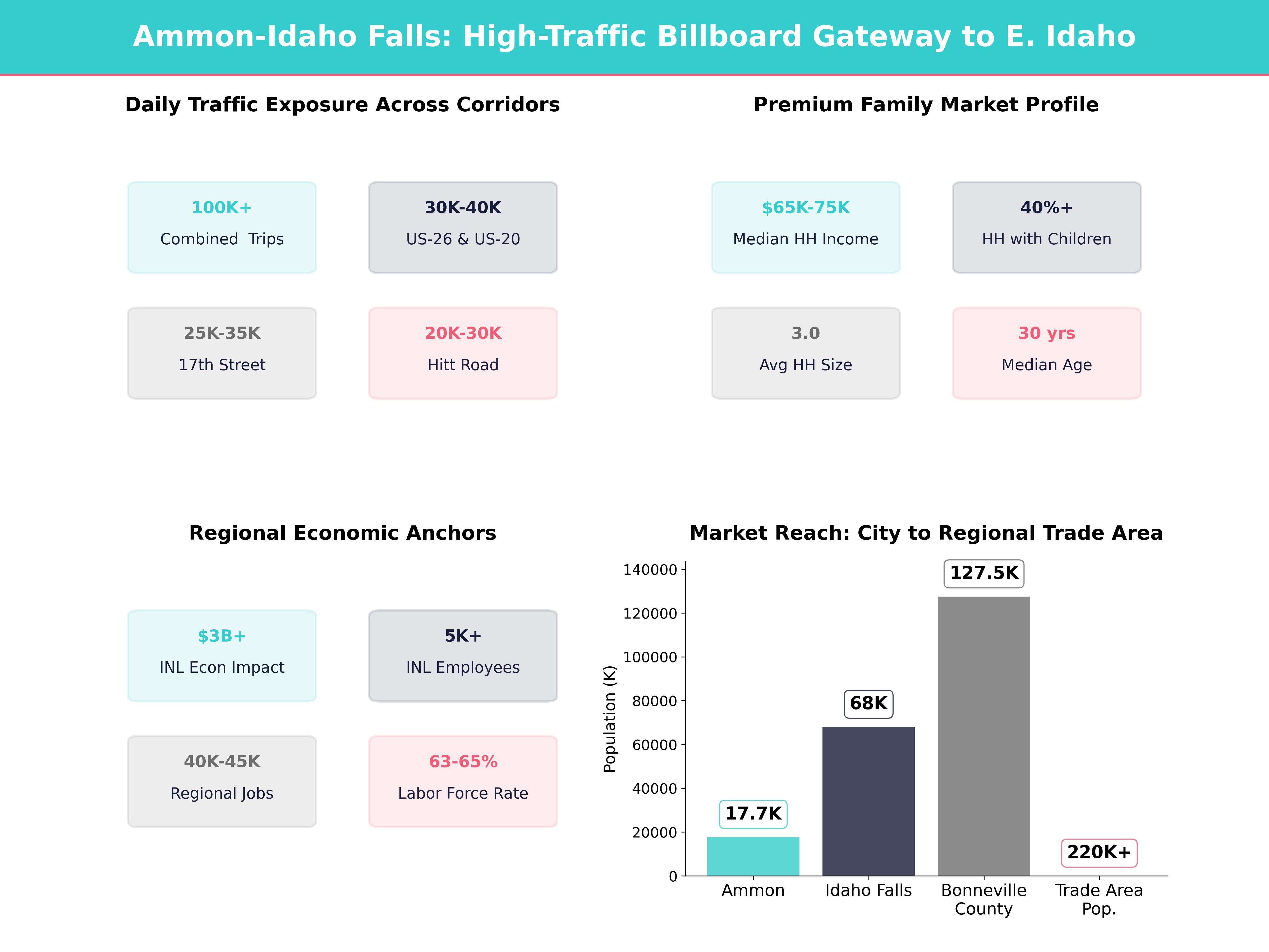 Infographic showing key insights and demographics for Idaho, Ammon