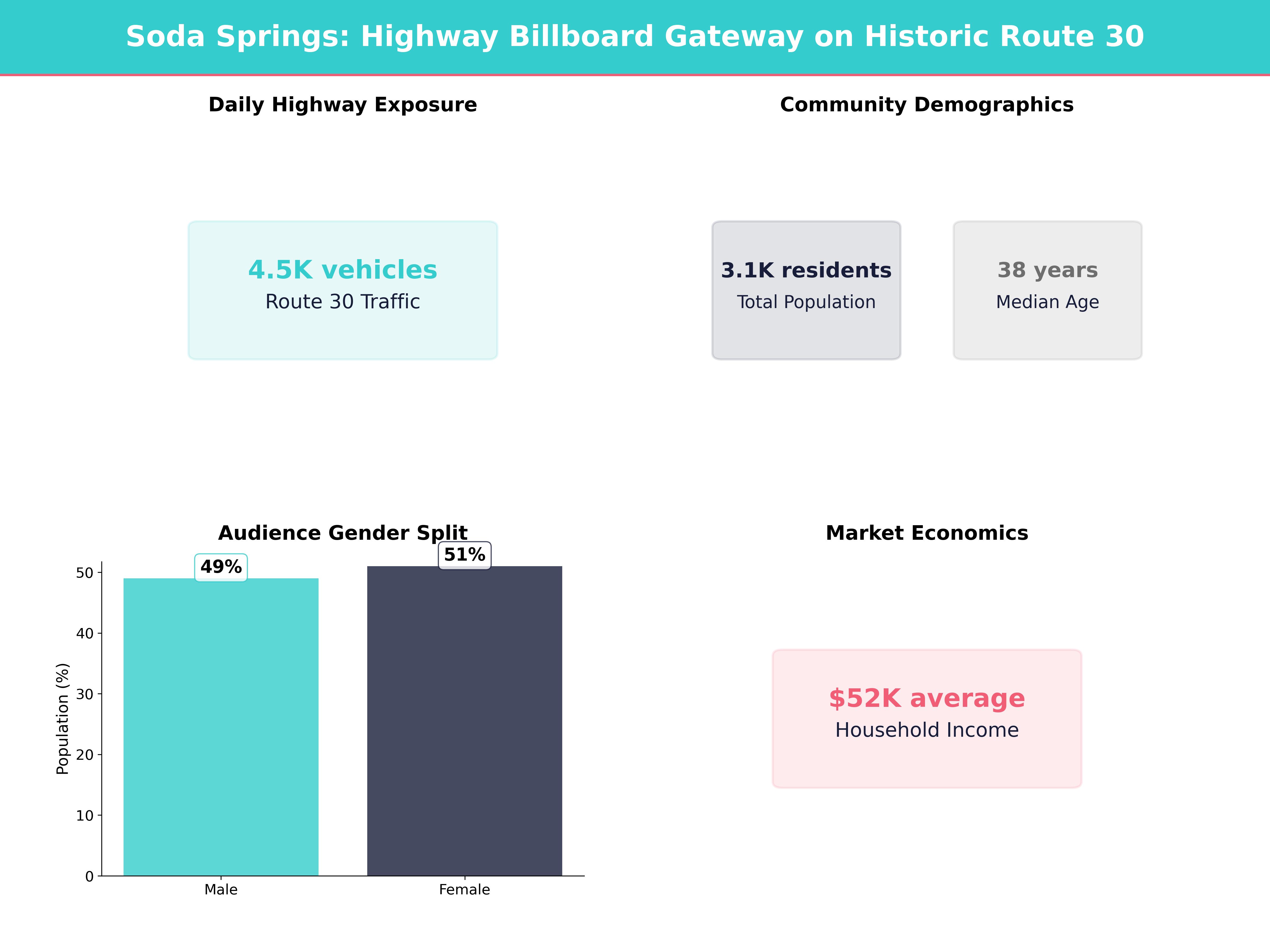 Infographic showing key insights and demographics for Idaho, Soda Springs
