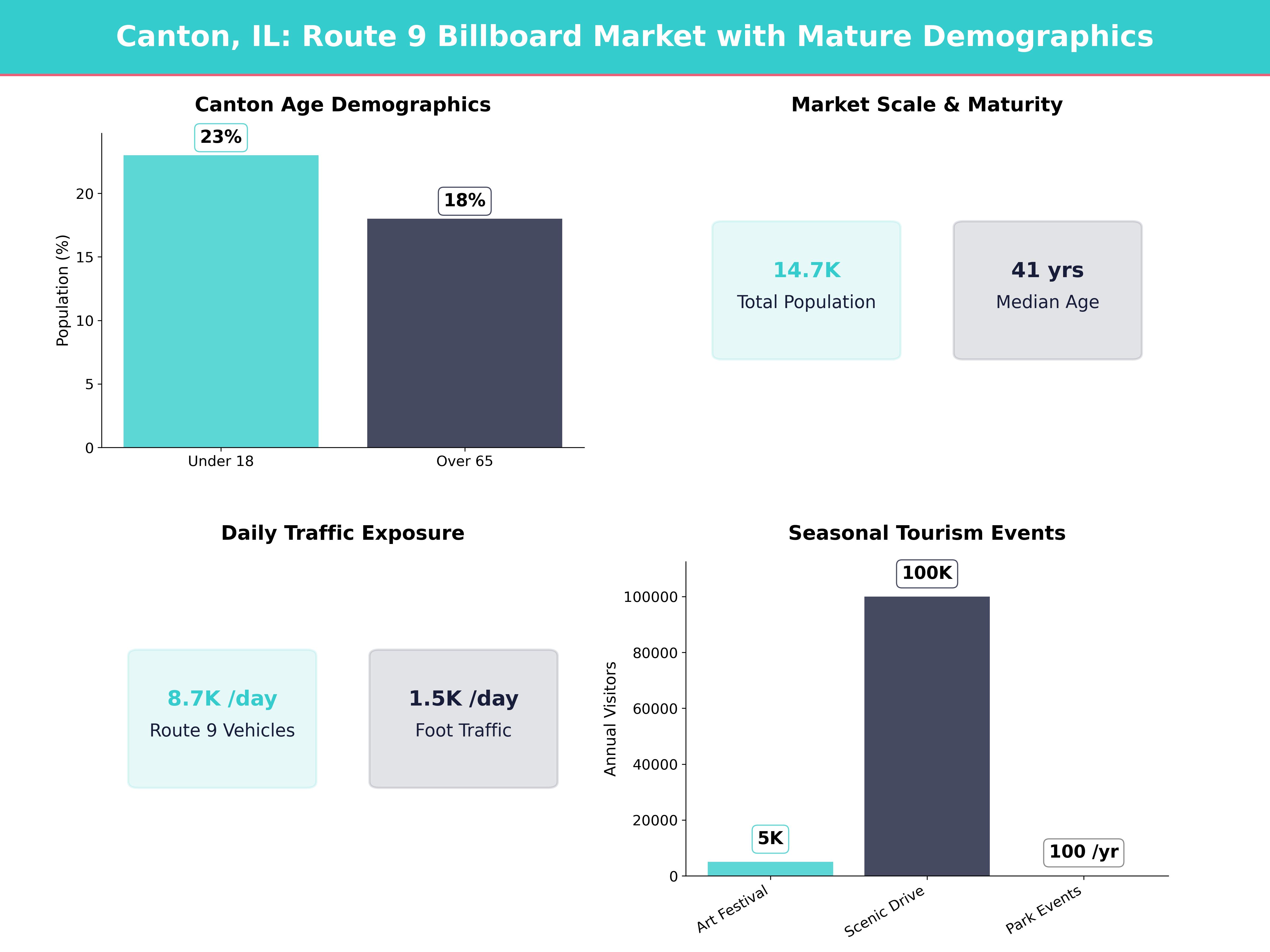 Infographic showing key insights and demographics for Illinois, Canton