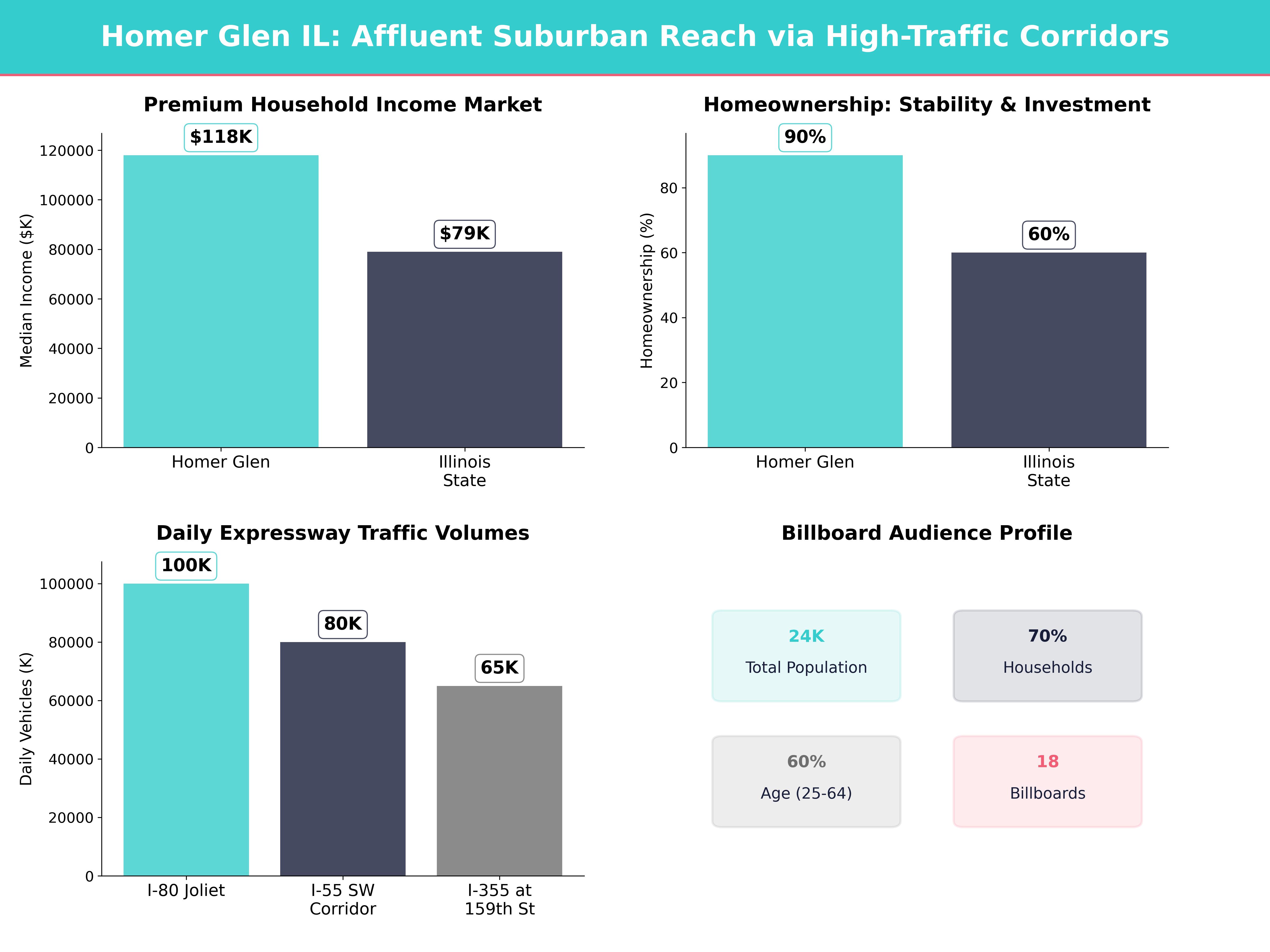 Infographic showing key insights and demographics for Illinois, Homer Glen