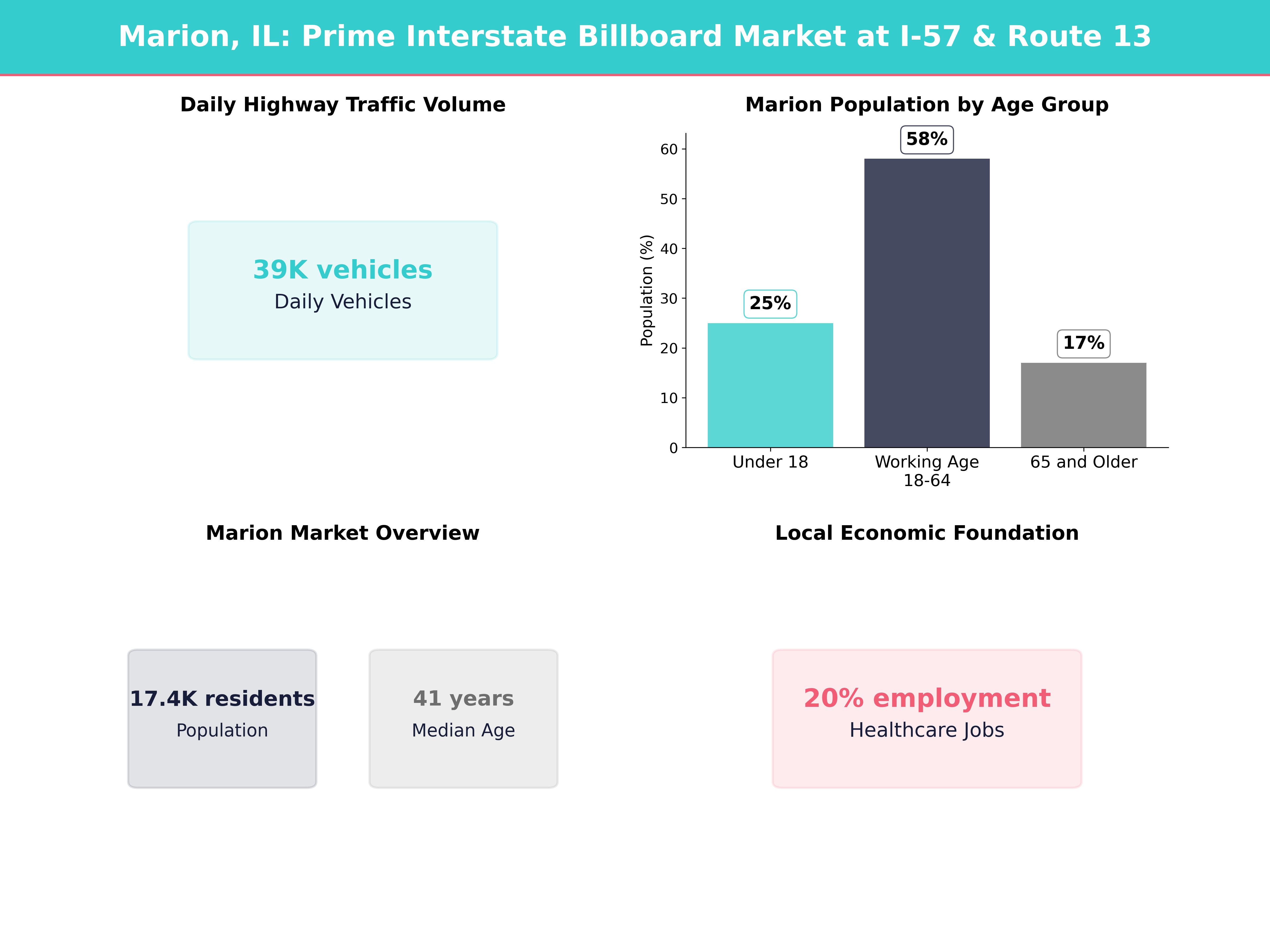 Infographic showing key insights and demographics for Illinois, Marion