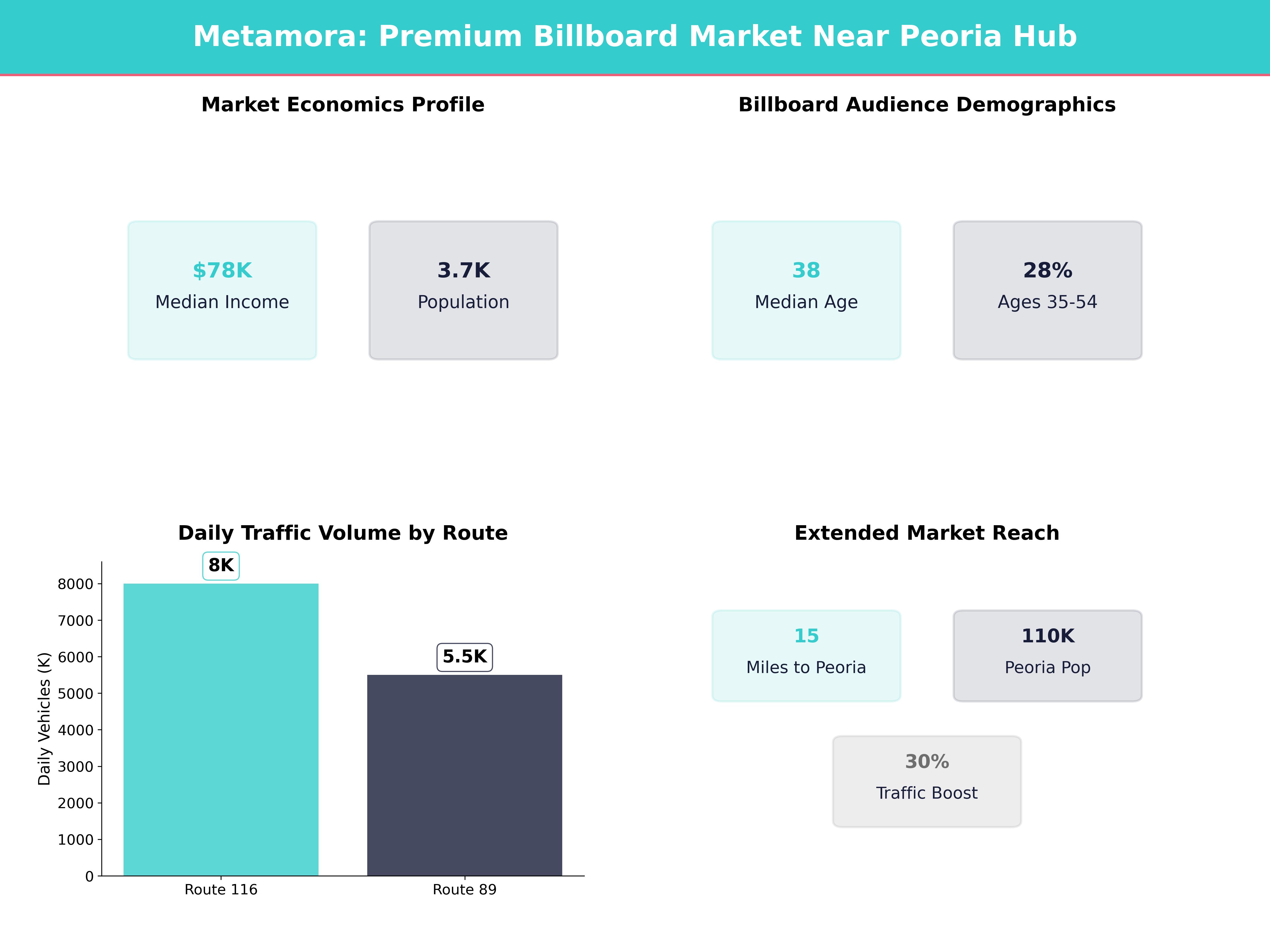 Infographic showing key insights and demographics for Illinois, Metamora