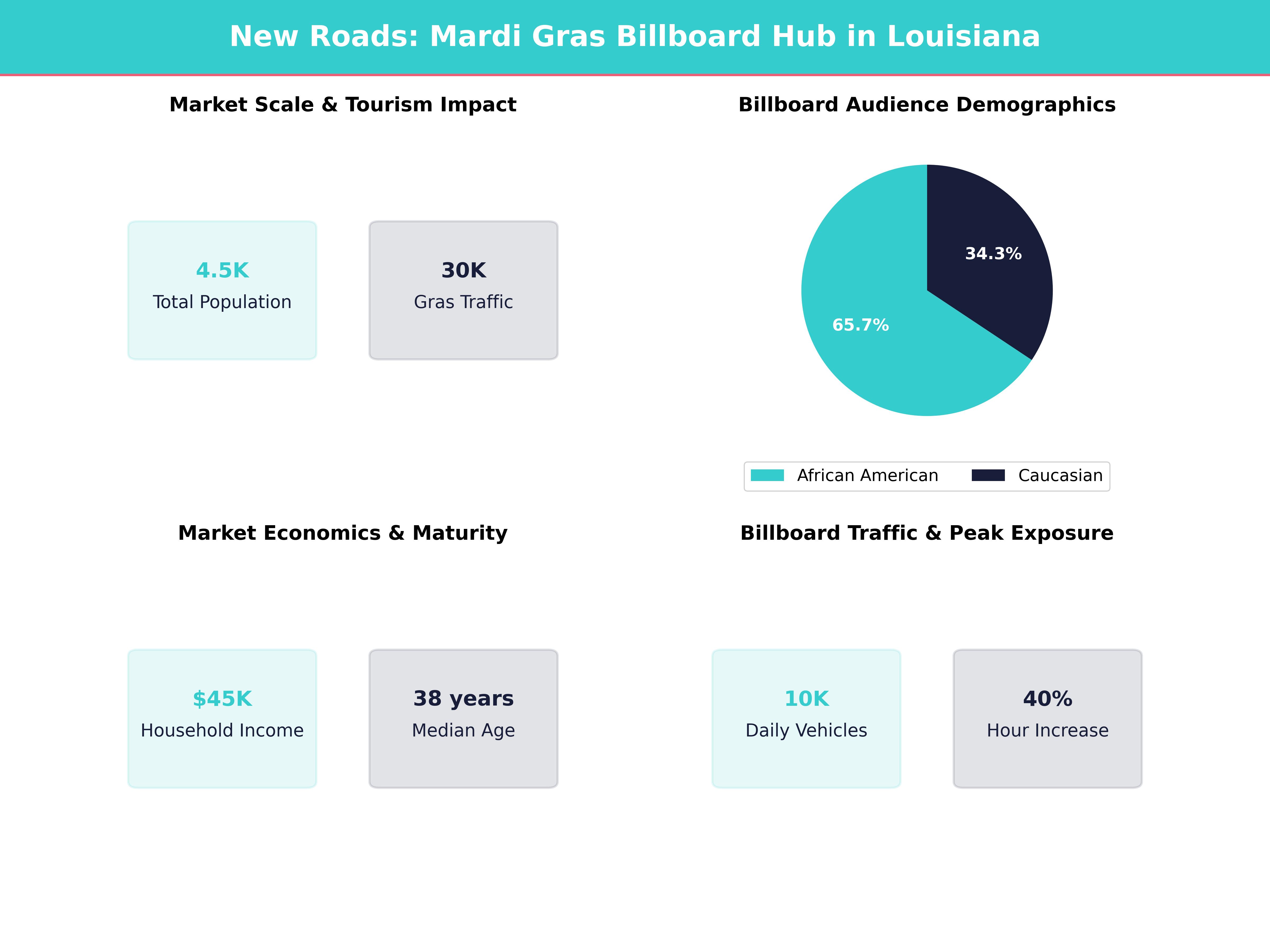 Infographic showing key insights and demographics for Louisiana, New Roads
