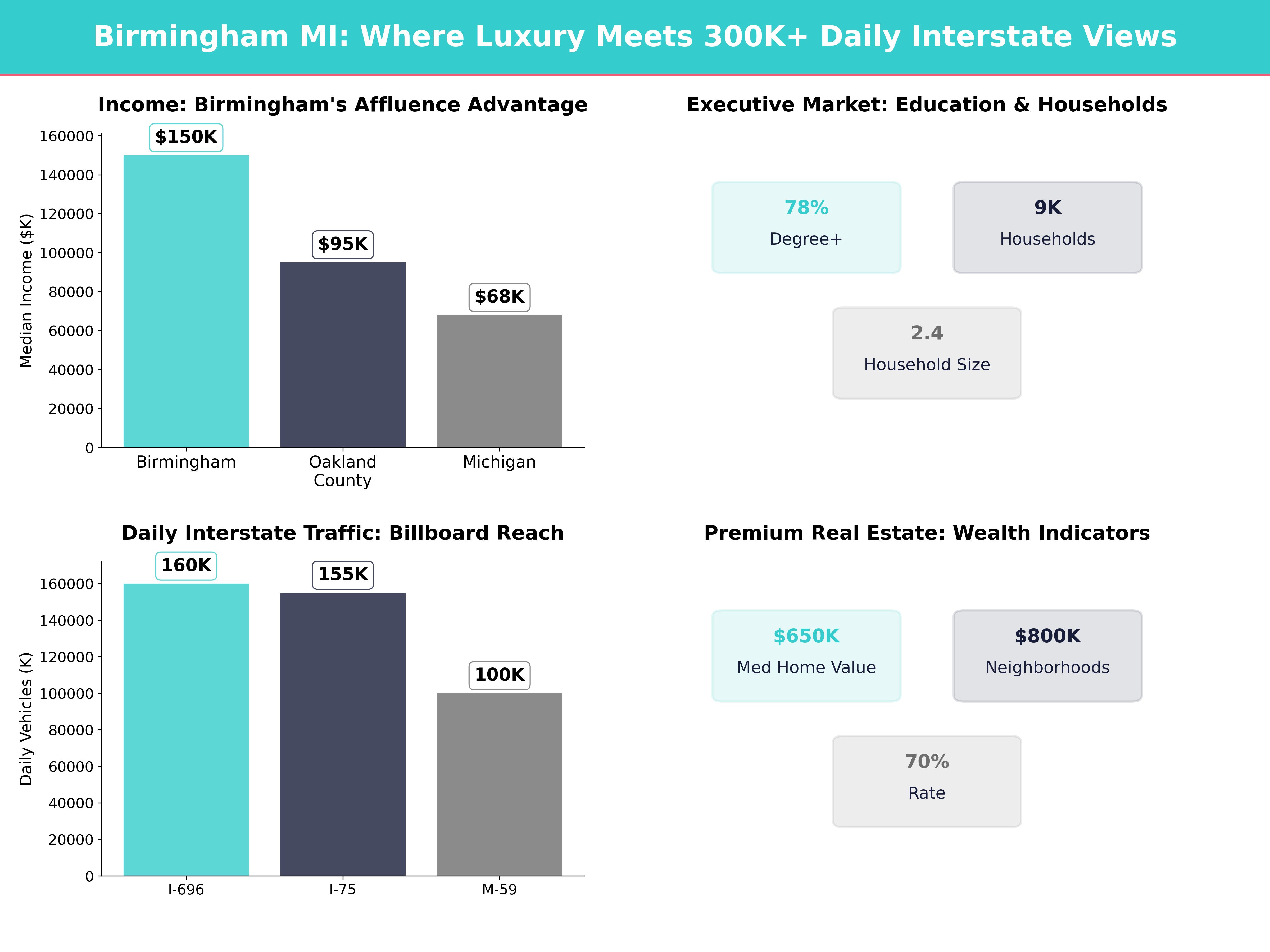 Infographic showing key insights and demographics for Michigan, Birmingham