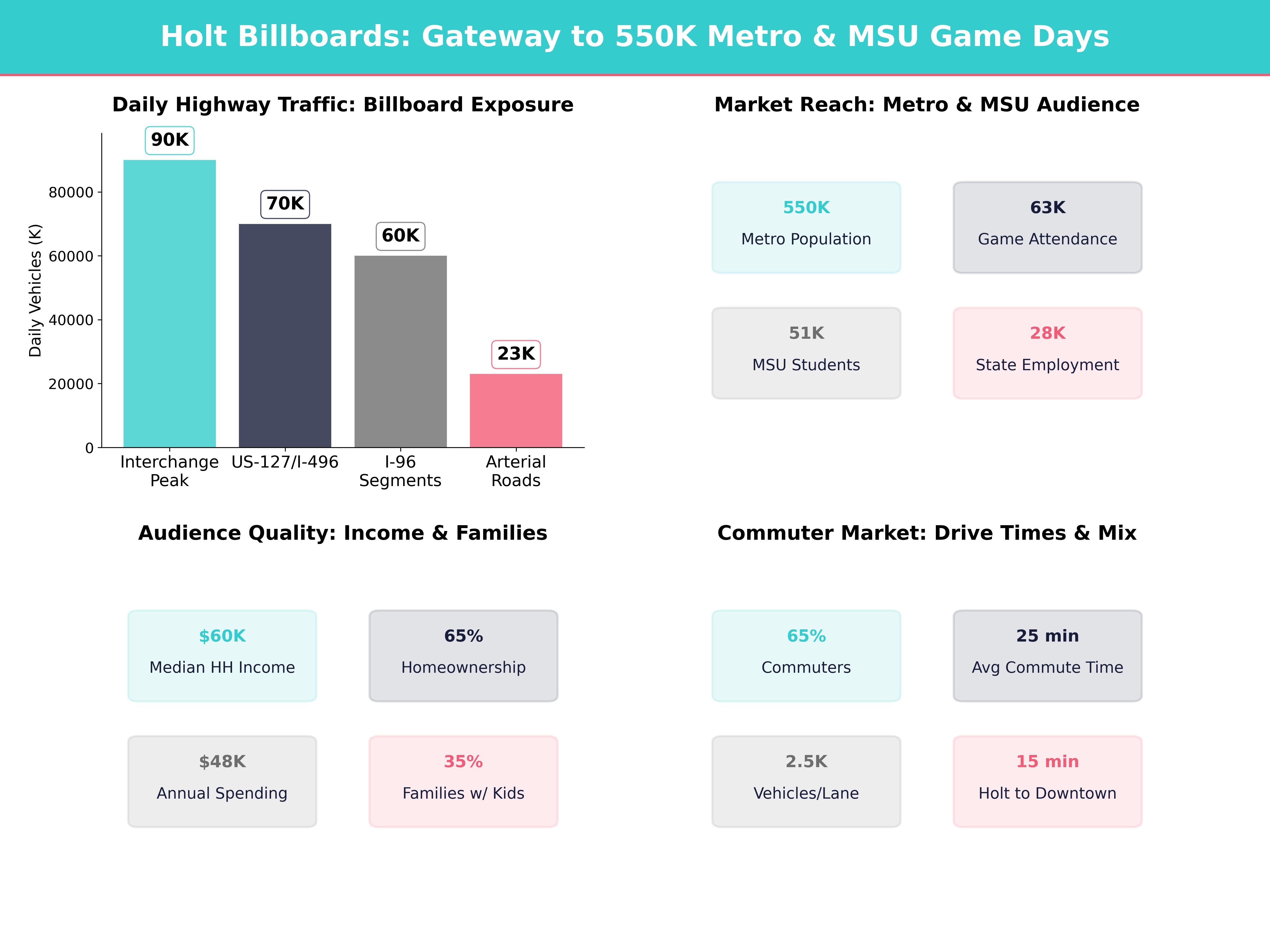 Infographic showing key insights and demographics for Michigan, Holt