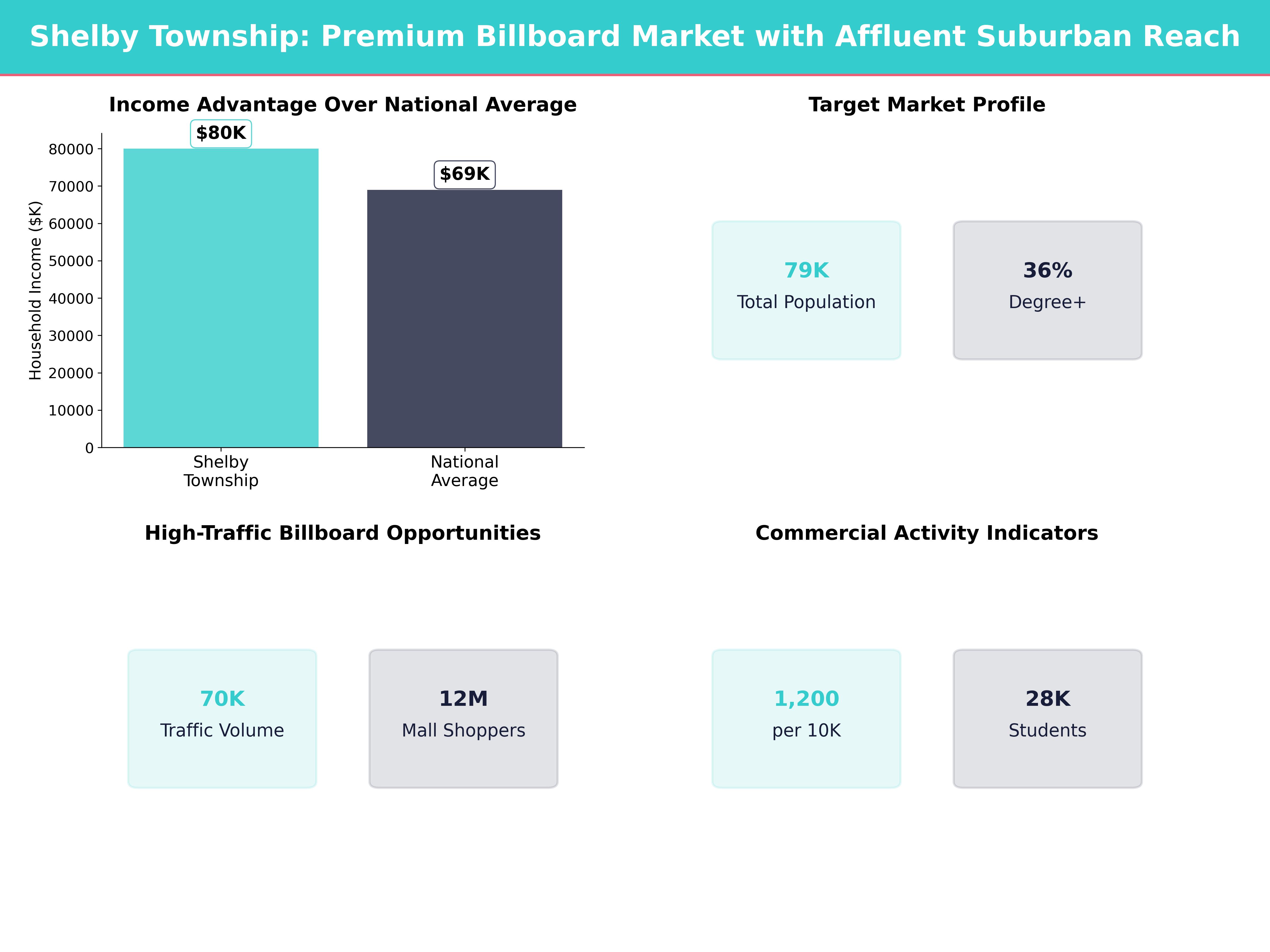 Infographic showing key insights and demographics for Michigan, Shelby Township