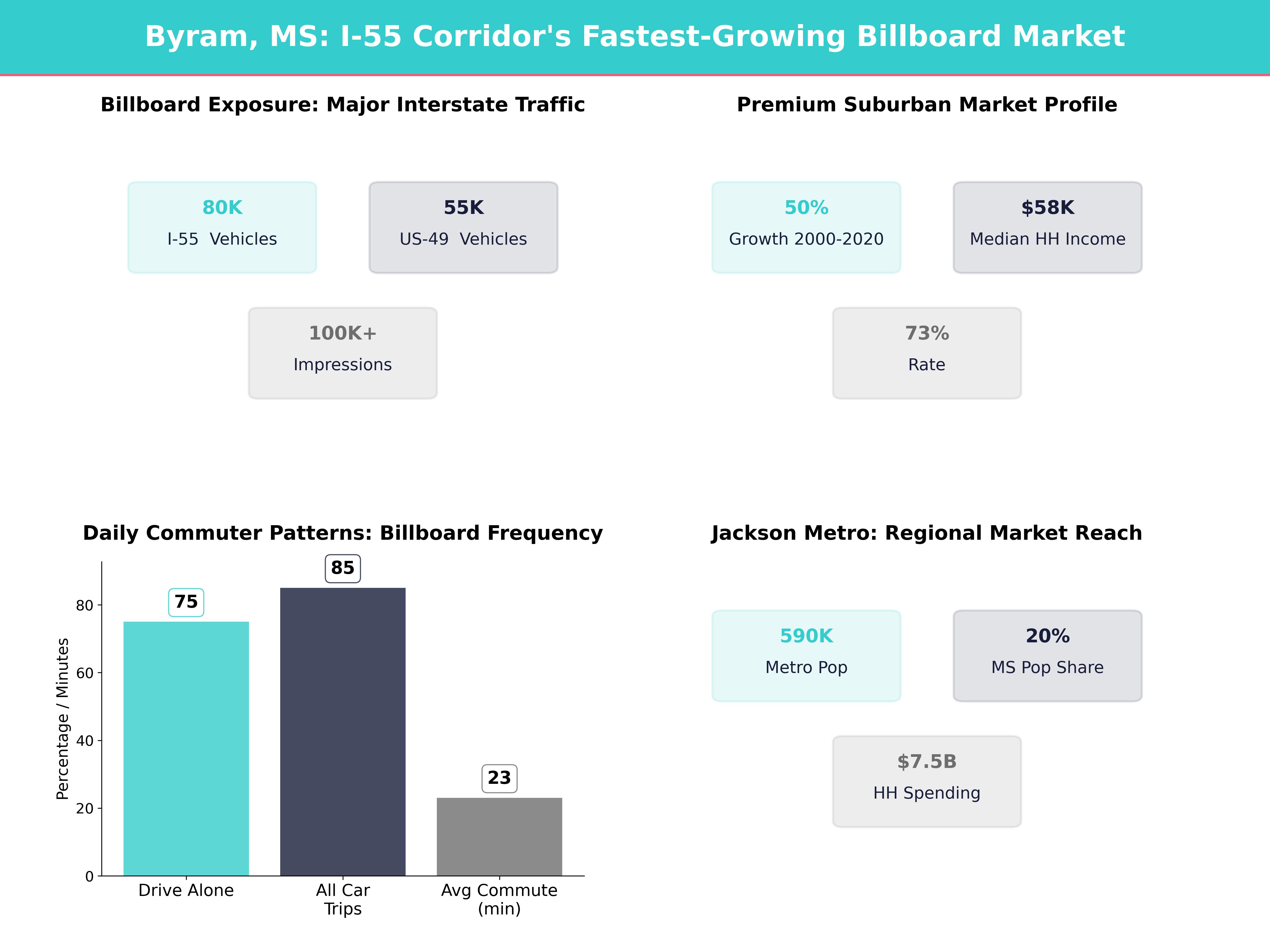 Infographic showing key insights and demographics for Mississippi, Byram