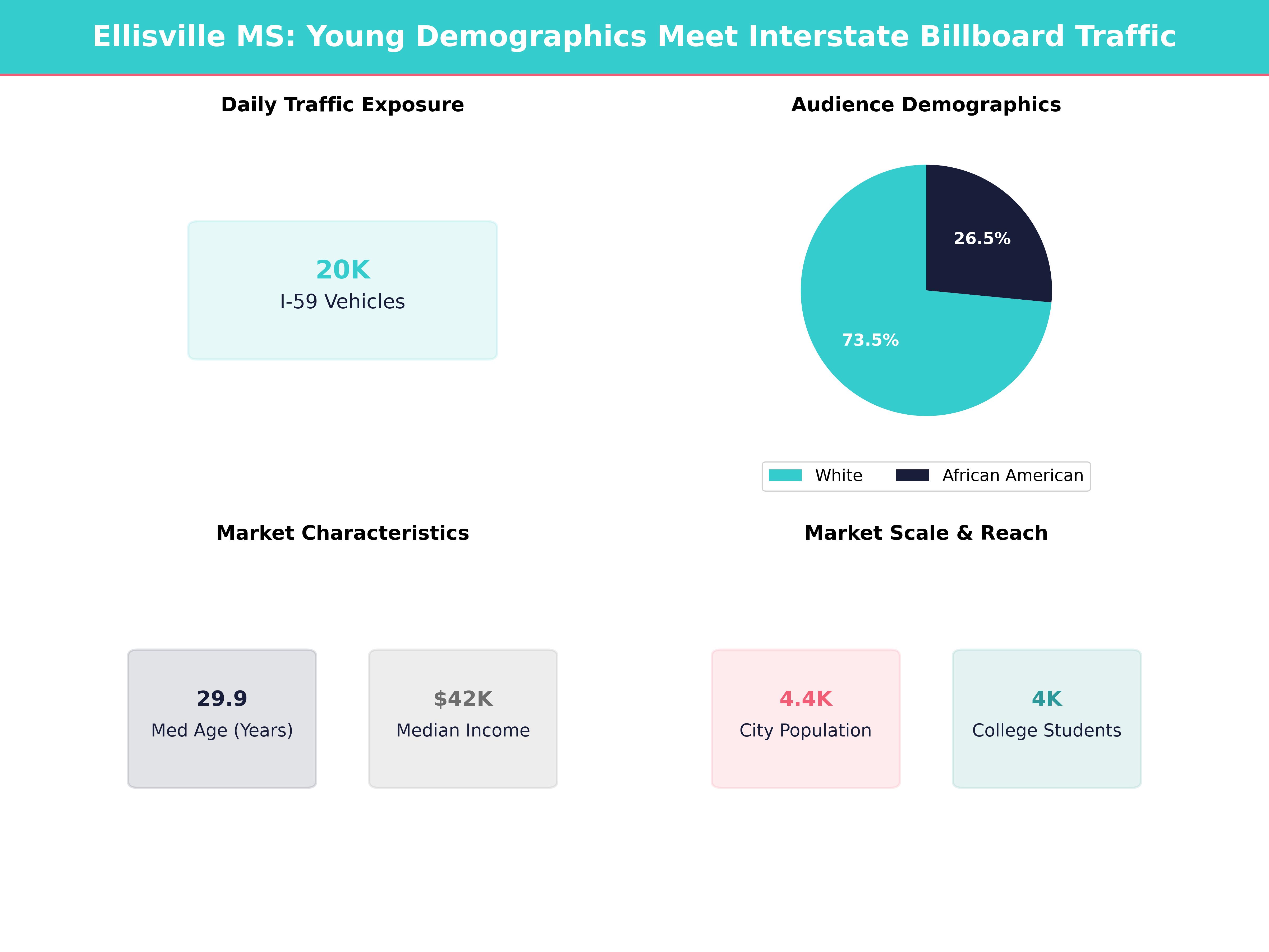 Infographic showing key insights and demographics for Mississippi, Ellisville