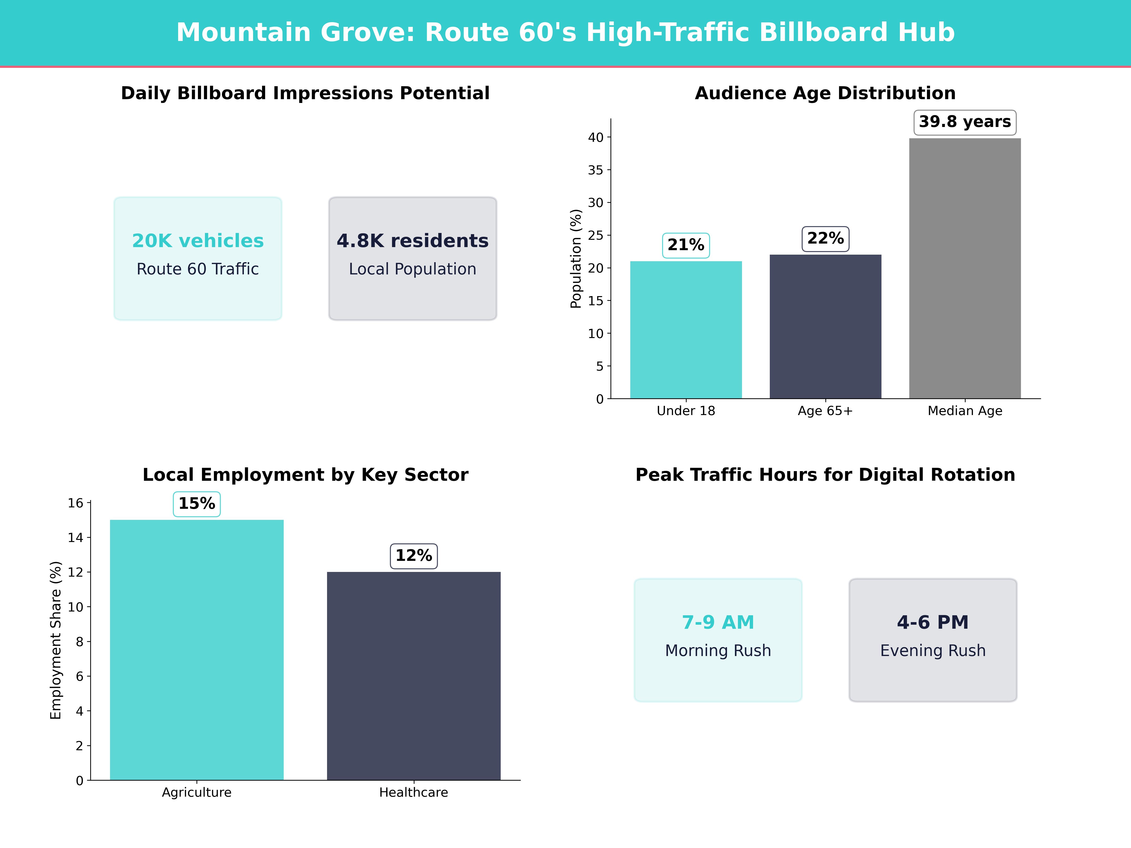 Infographic showing key insights and demographics for Missouri, Mountain Grove