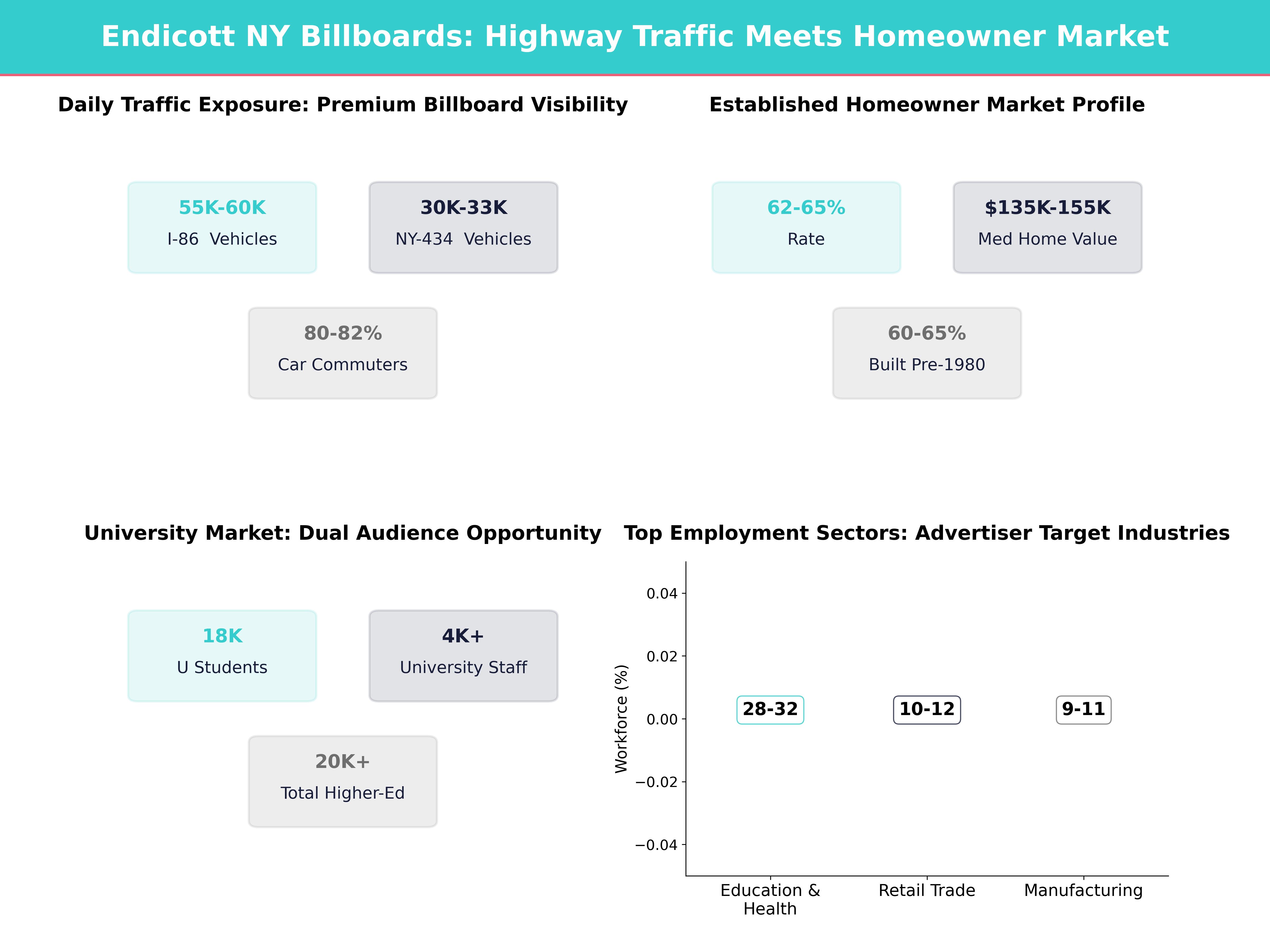 Infographic showing key insights and demographics for New York, Endicott