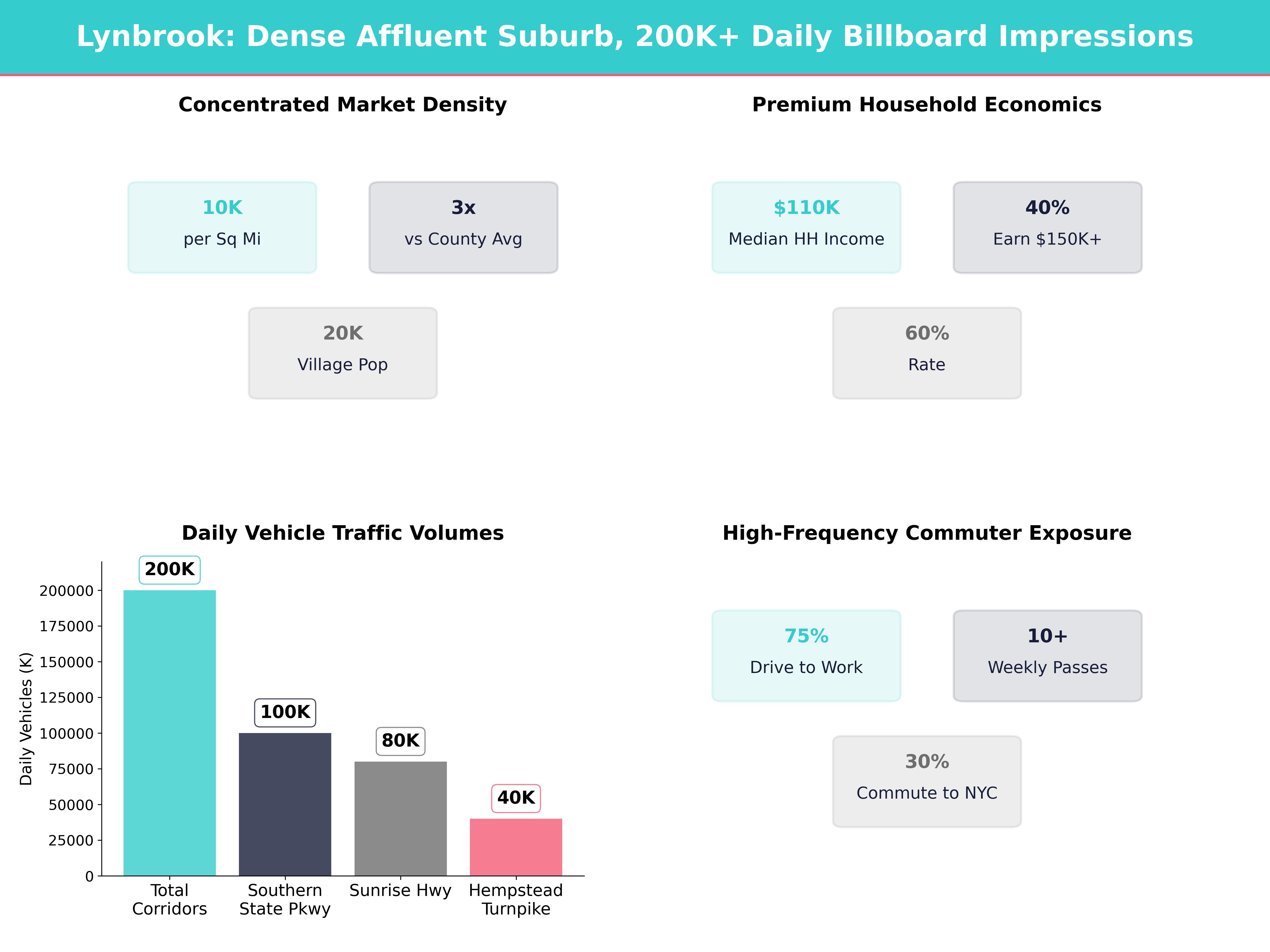 Infographic showing key insights and demographics for New York, Lynbrook