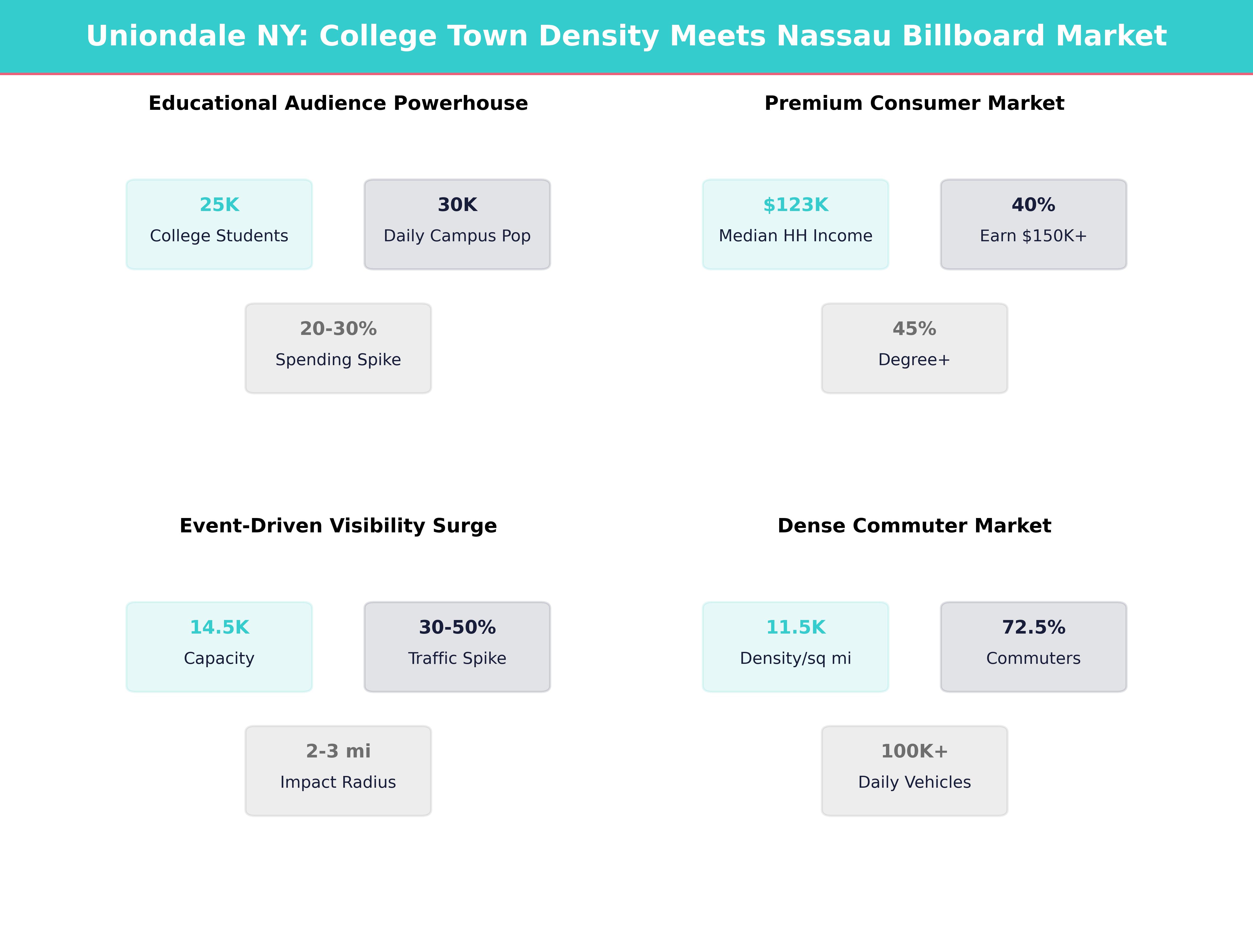 Infographic showing key insights and demographics for New York, Uniondale