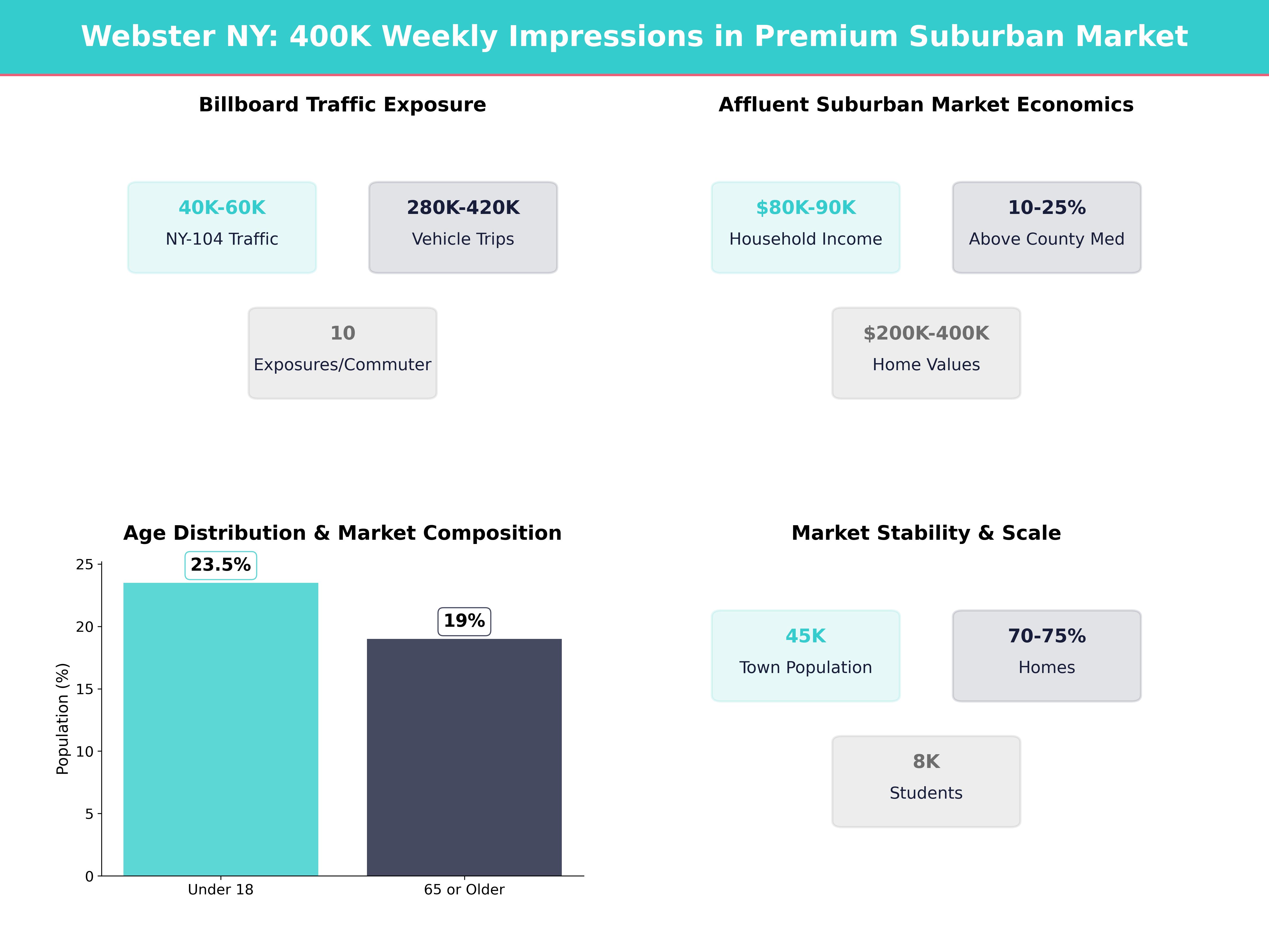 Infographic showing key insights and demographics for New York, Webster
