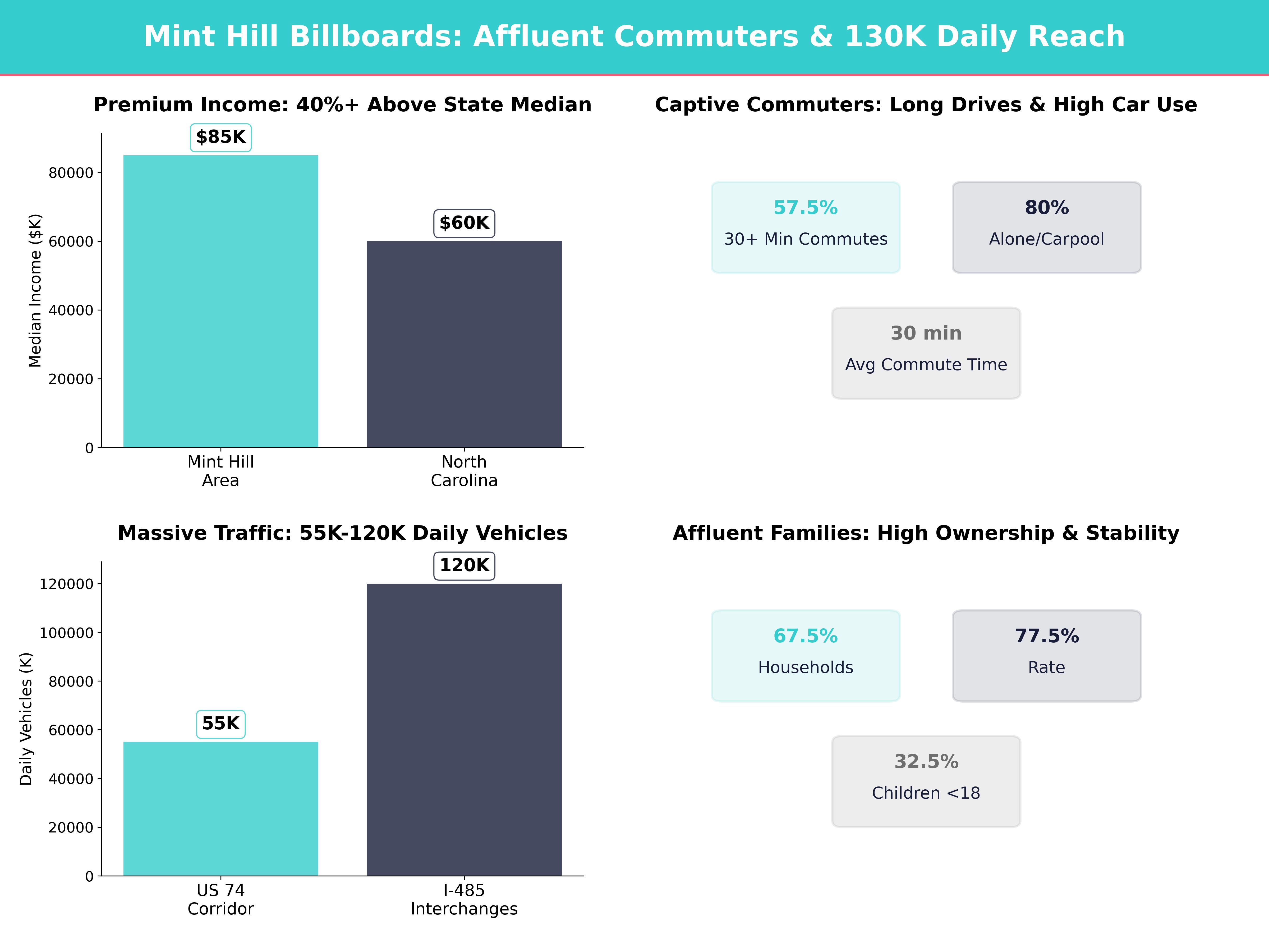 Infographic showing key insights and demographics for North Carolina, Mint Hill