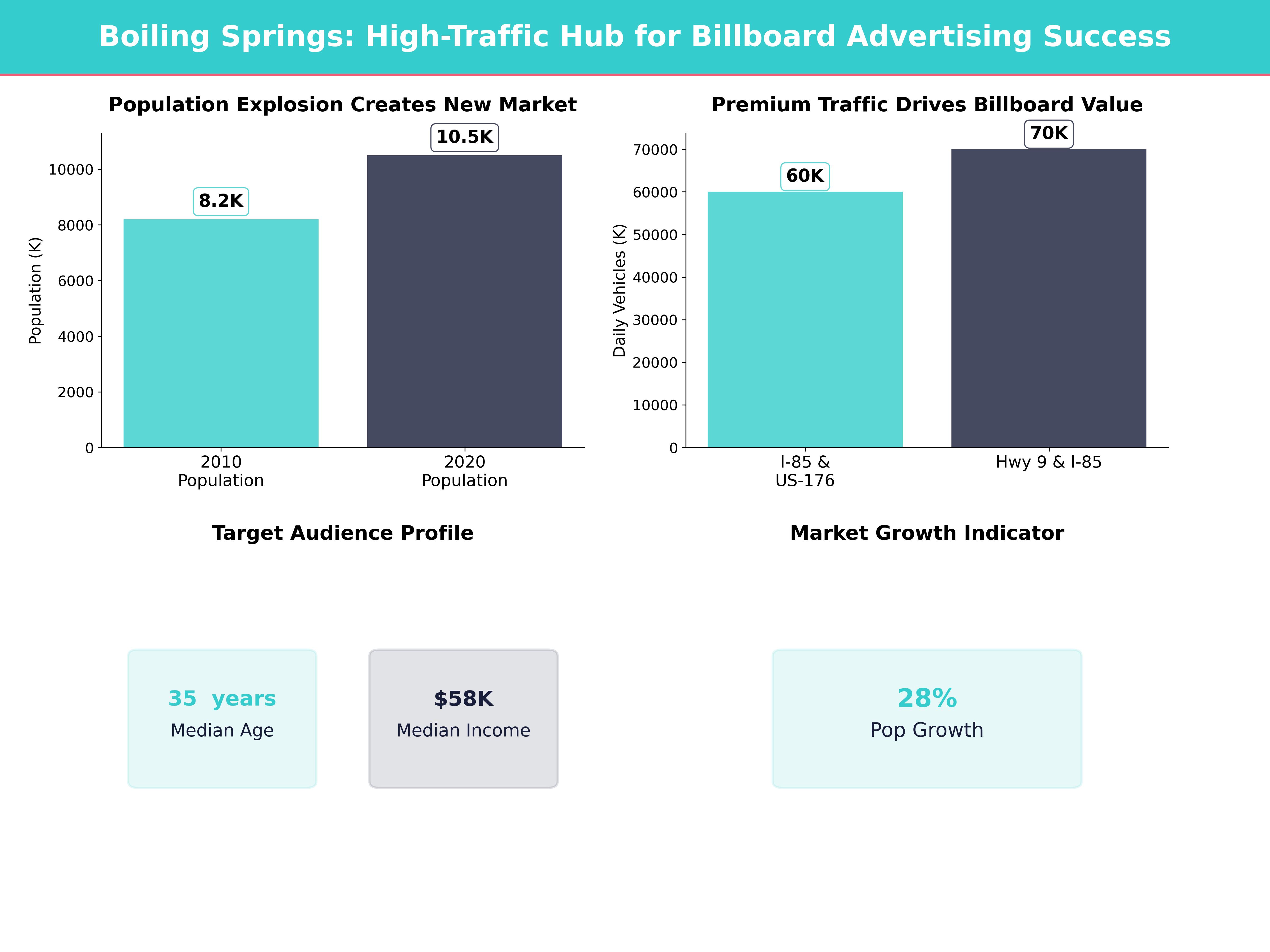 Infographic showing key insights and demographics for South Carolina, Boiling Springs