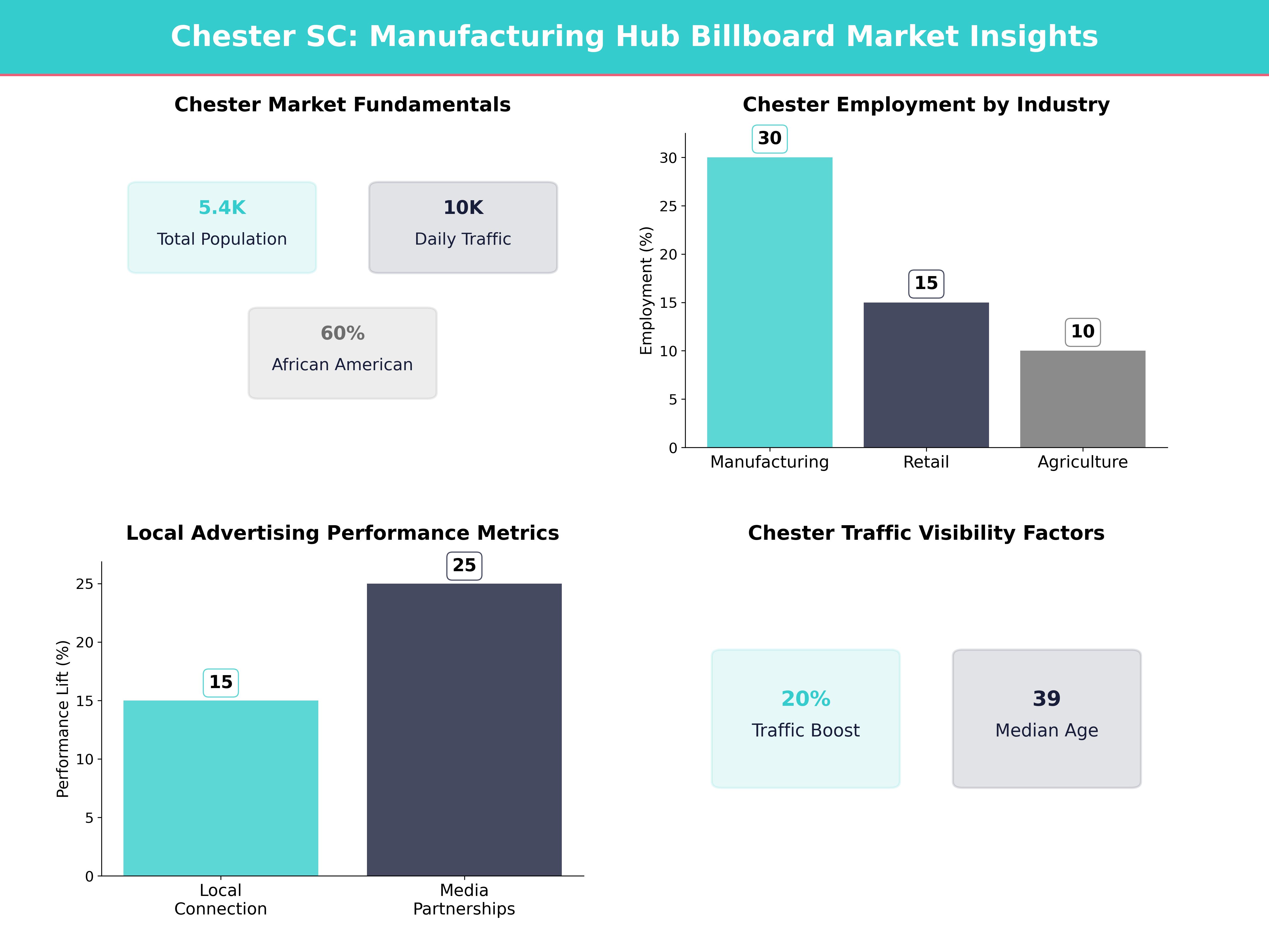Infographic showing key insights and demographics for South Carolina, Chester