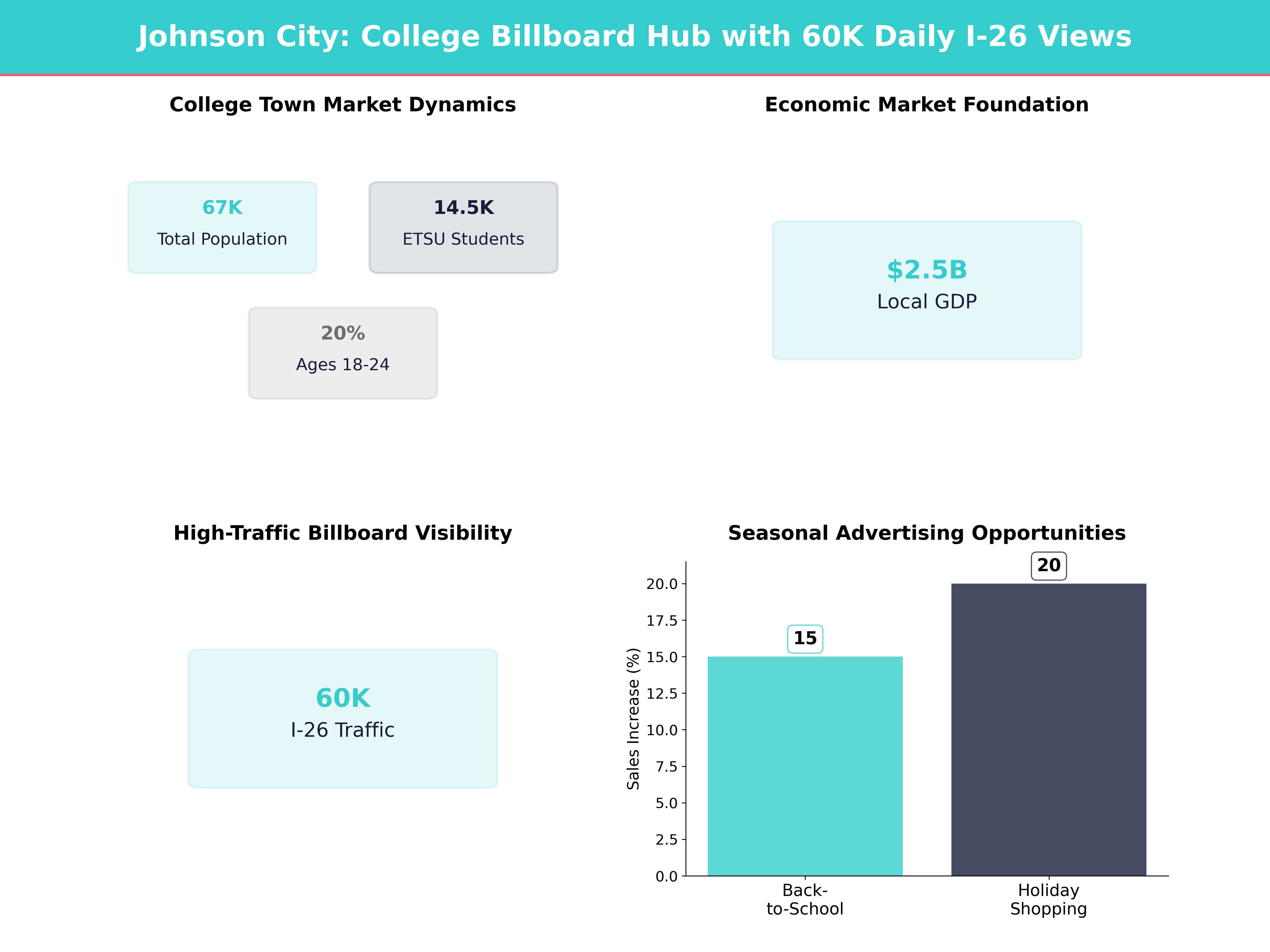 Infographic showing key insights and demographics for Tennessee, Johnson City