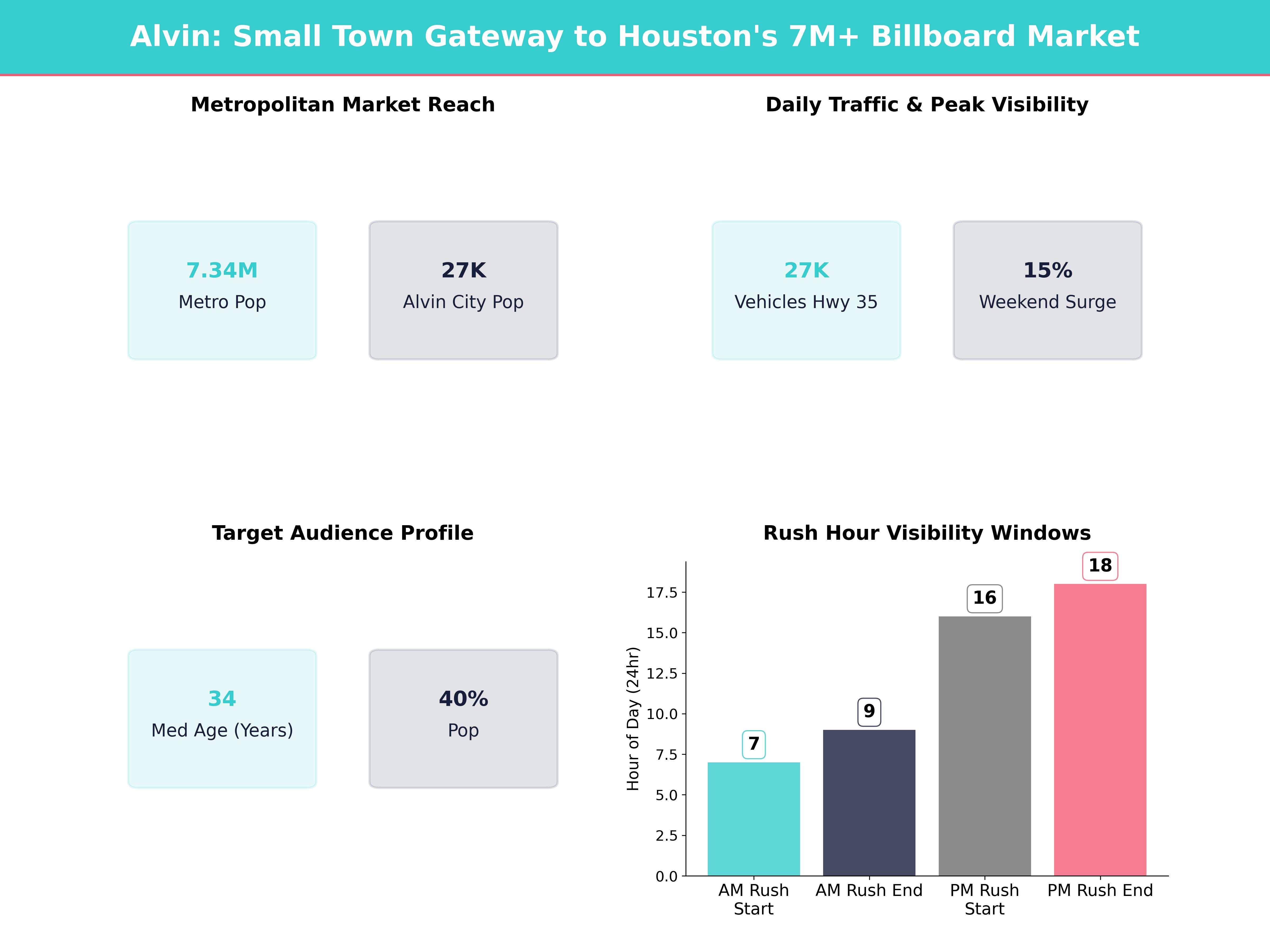 Infographic showing key insights and demographics for Texas, Alvin