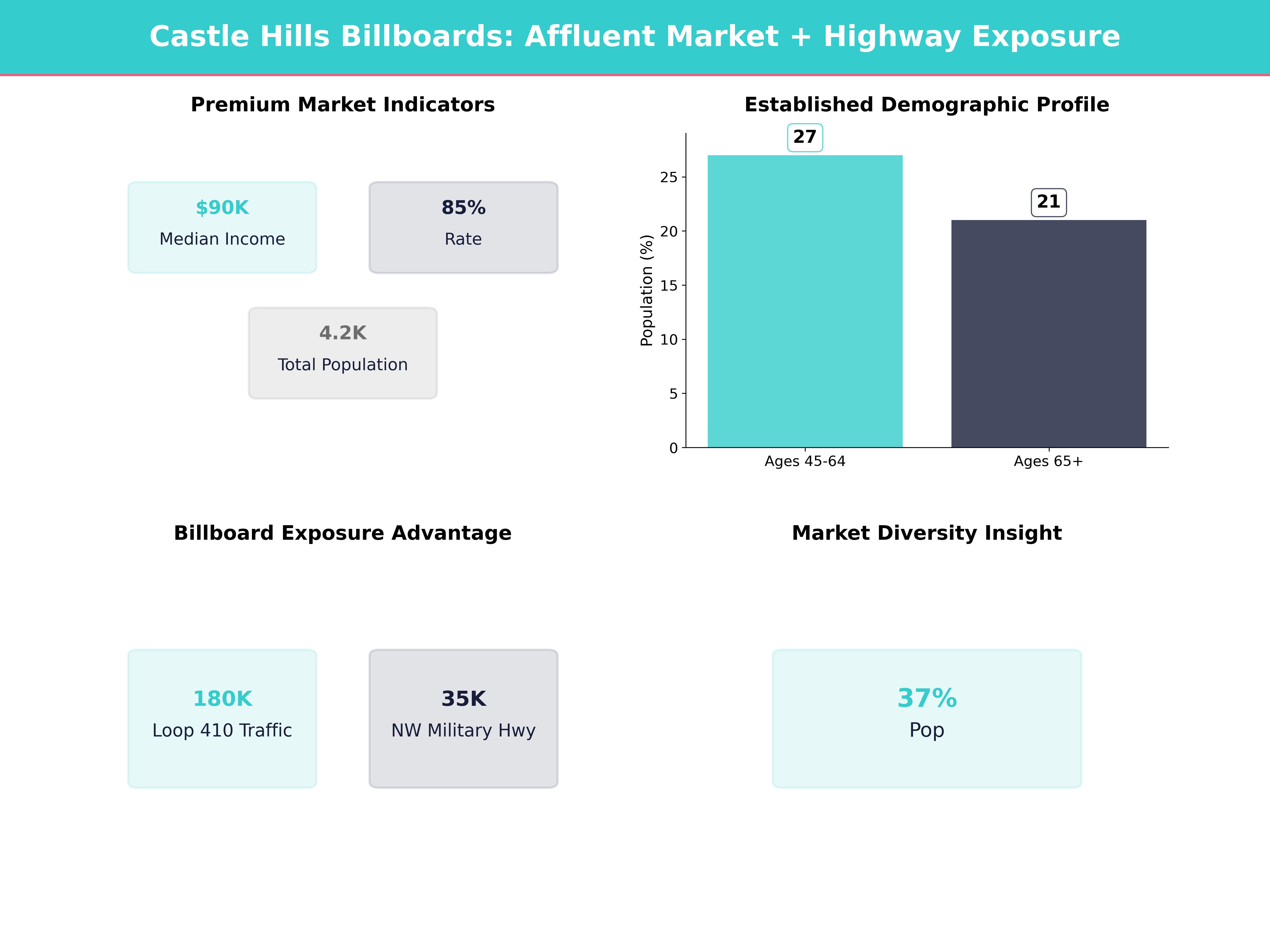 Infographic showing key insights and demographics for Texas, Castle Hills
