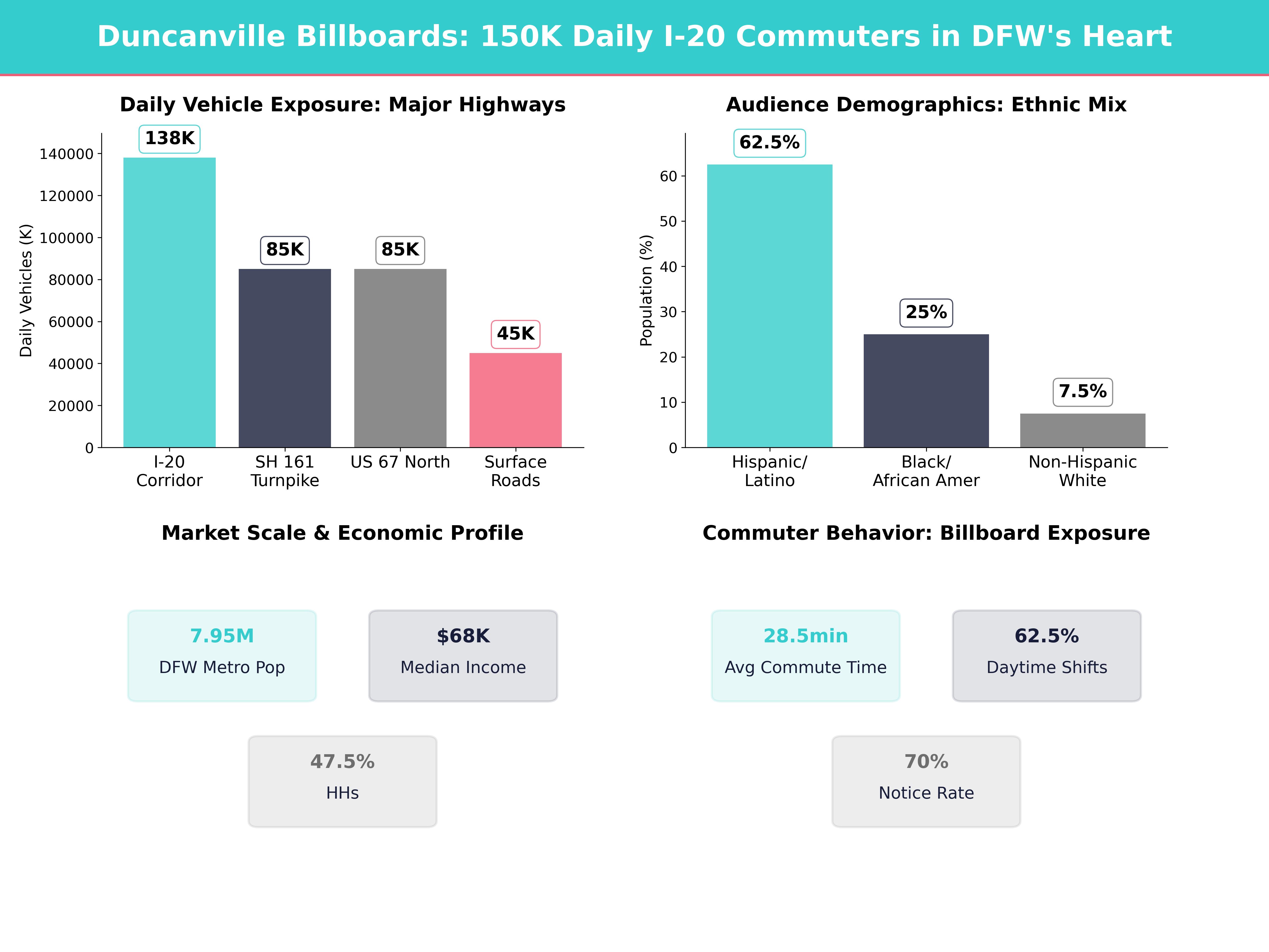 Infographic showing key insights and demographics for Texas, Duncanville