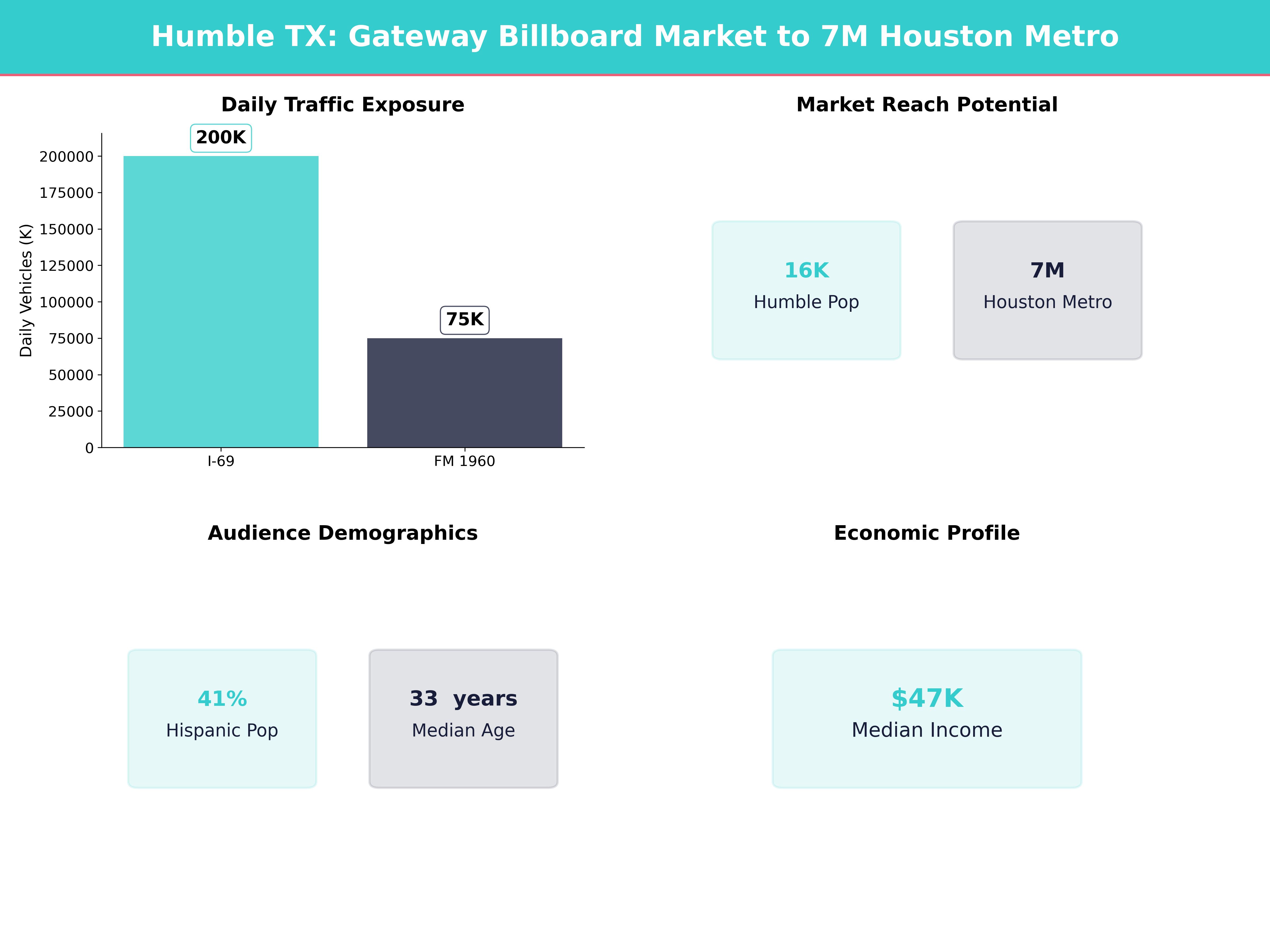 Infographic showing key insights and demographics for Texas, Humble
