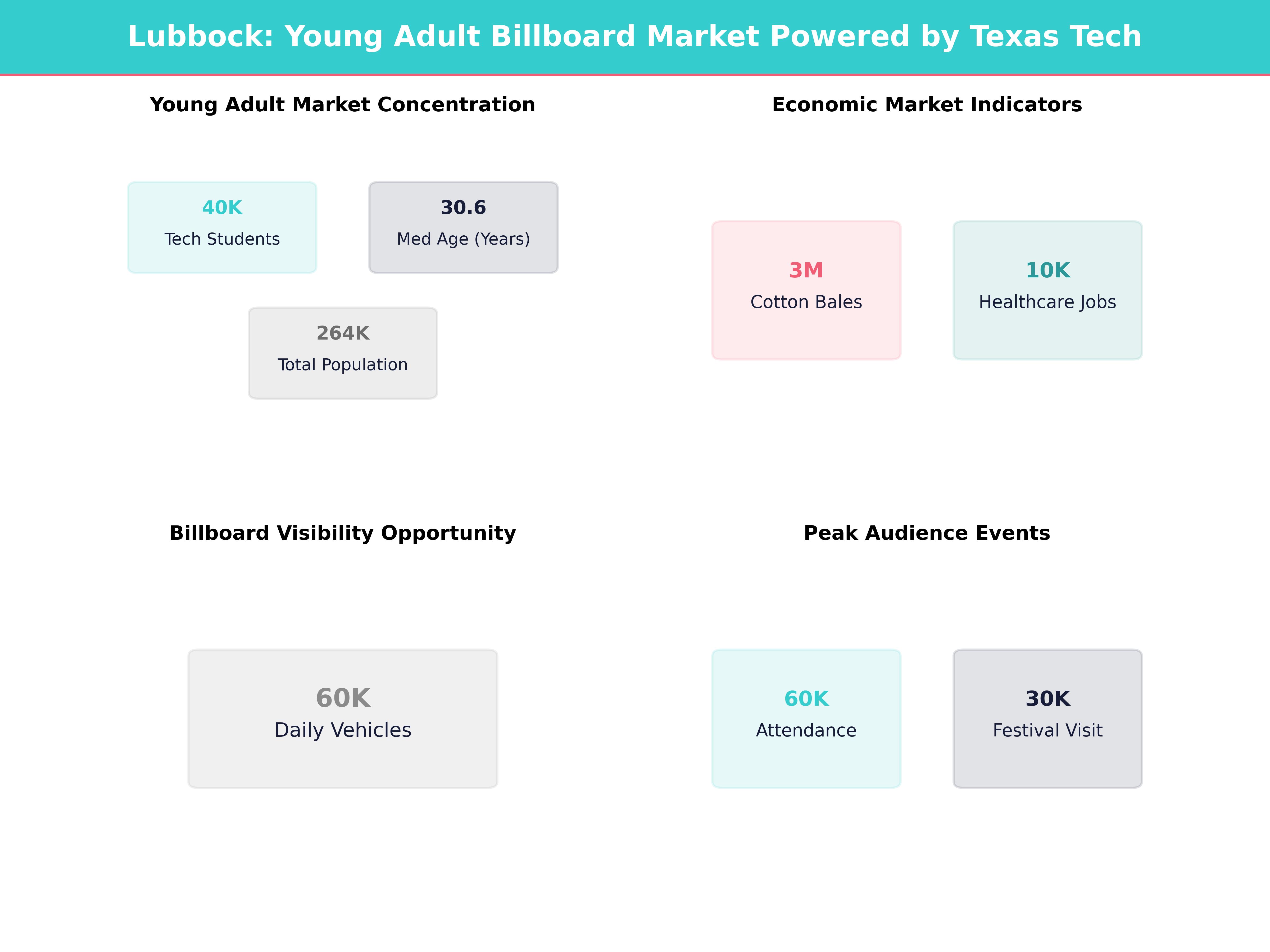 Infographic showing key insights and demographics for Texas, Lubbock