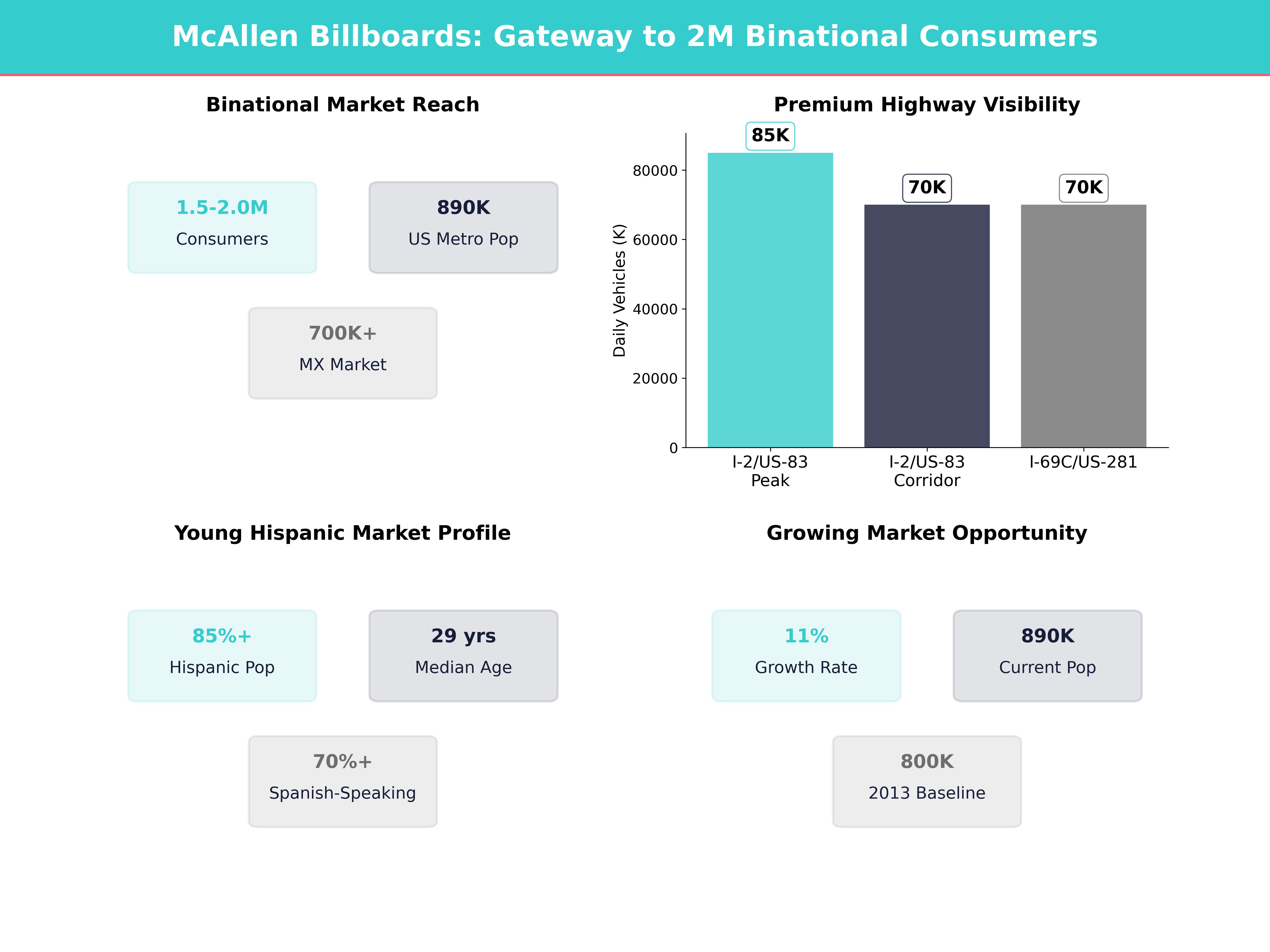 Infographic showing key insights and demographics for Texas, Mcallen