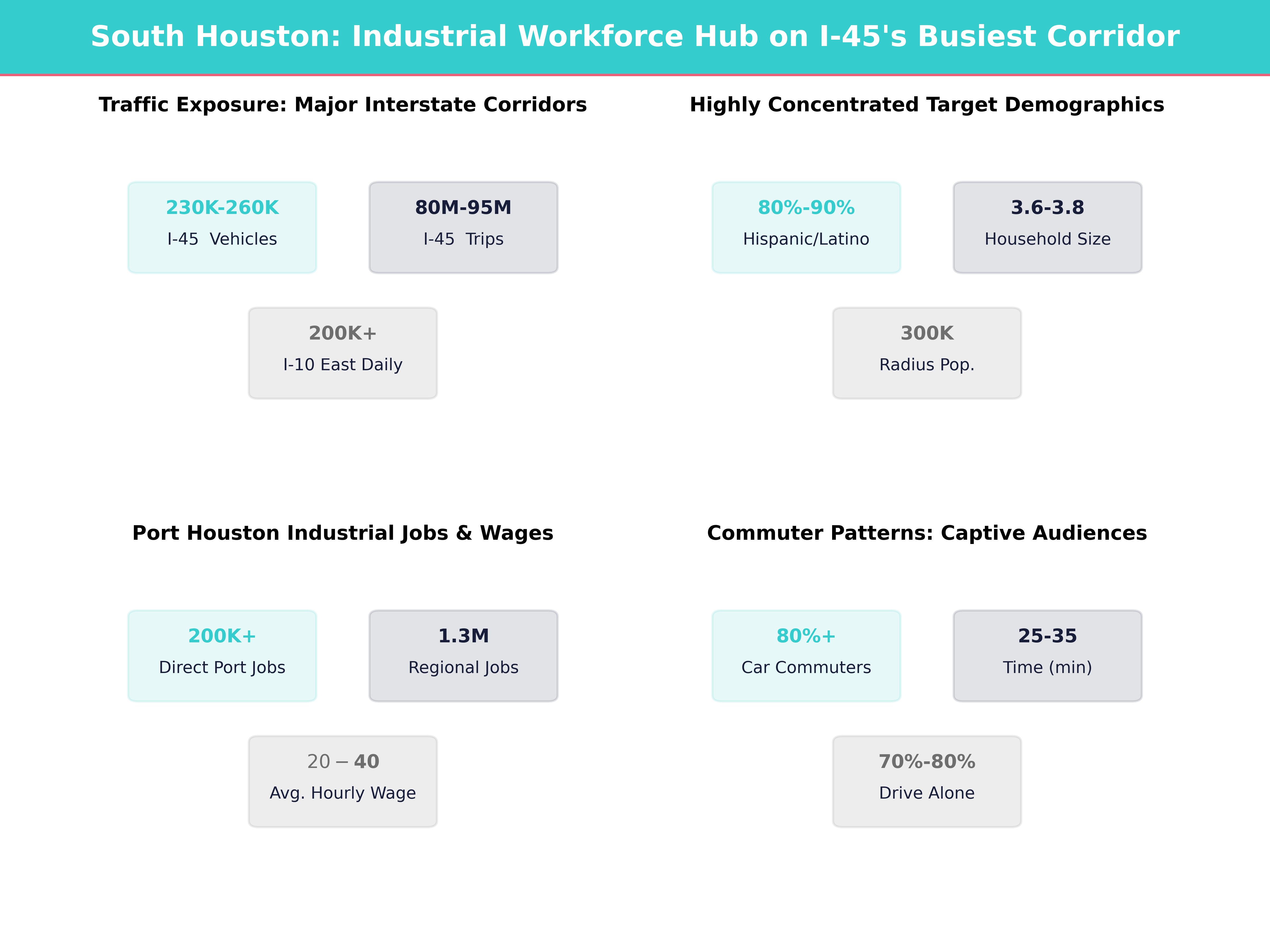 Infographic showing key insights and demographics for Texas, South Houston