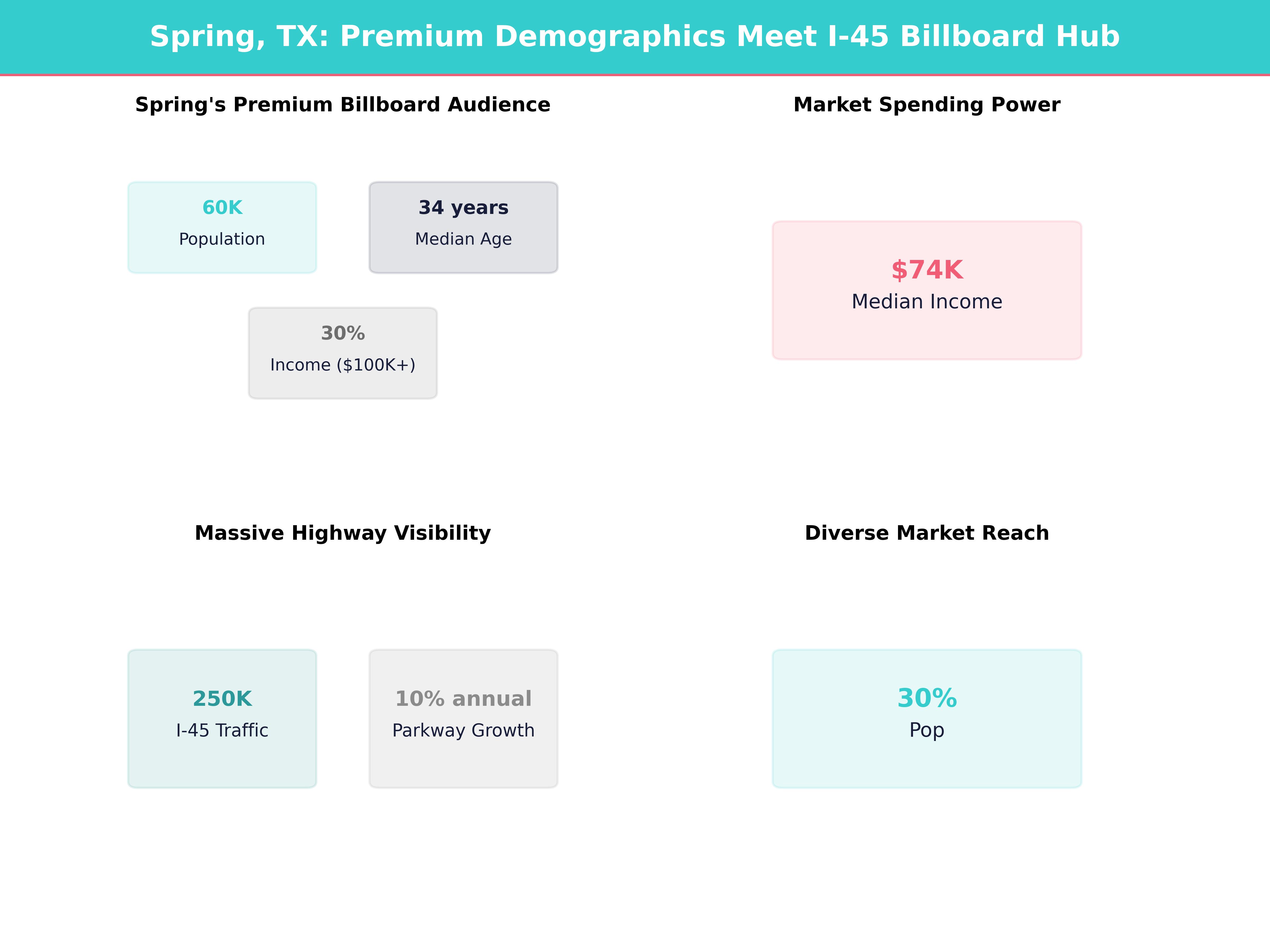 Infographic showing key insights and demographics for Texas, Spring